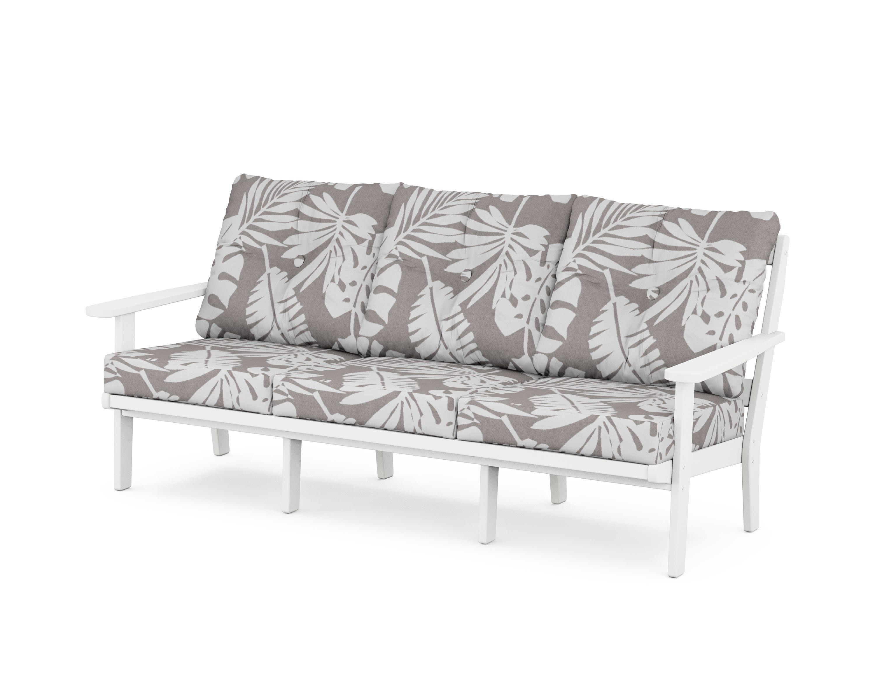 Cape Cod Deep Seating Sofa in Classic White / Leaf Grey Mist