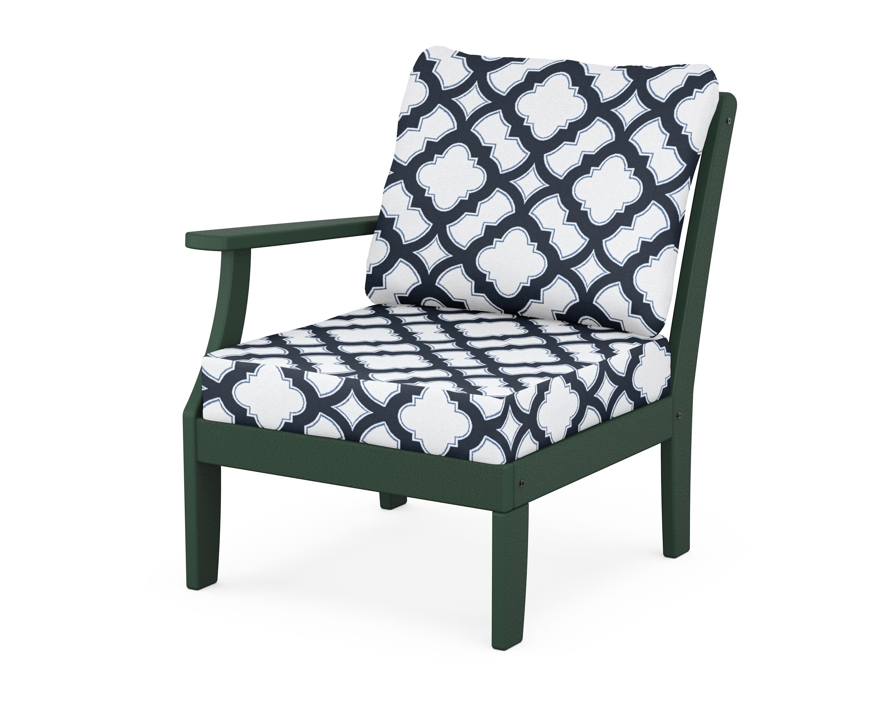 Yacht Club Modular Left Arm Chair in Rainforest Canopy / Trellis Marine Indigo