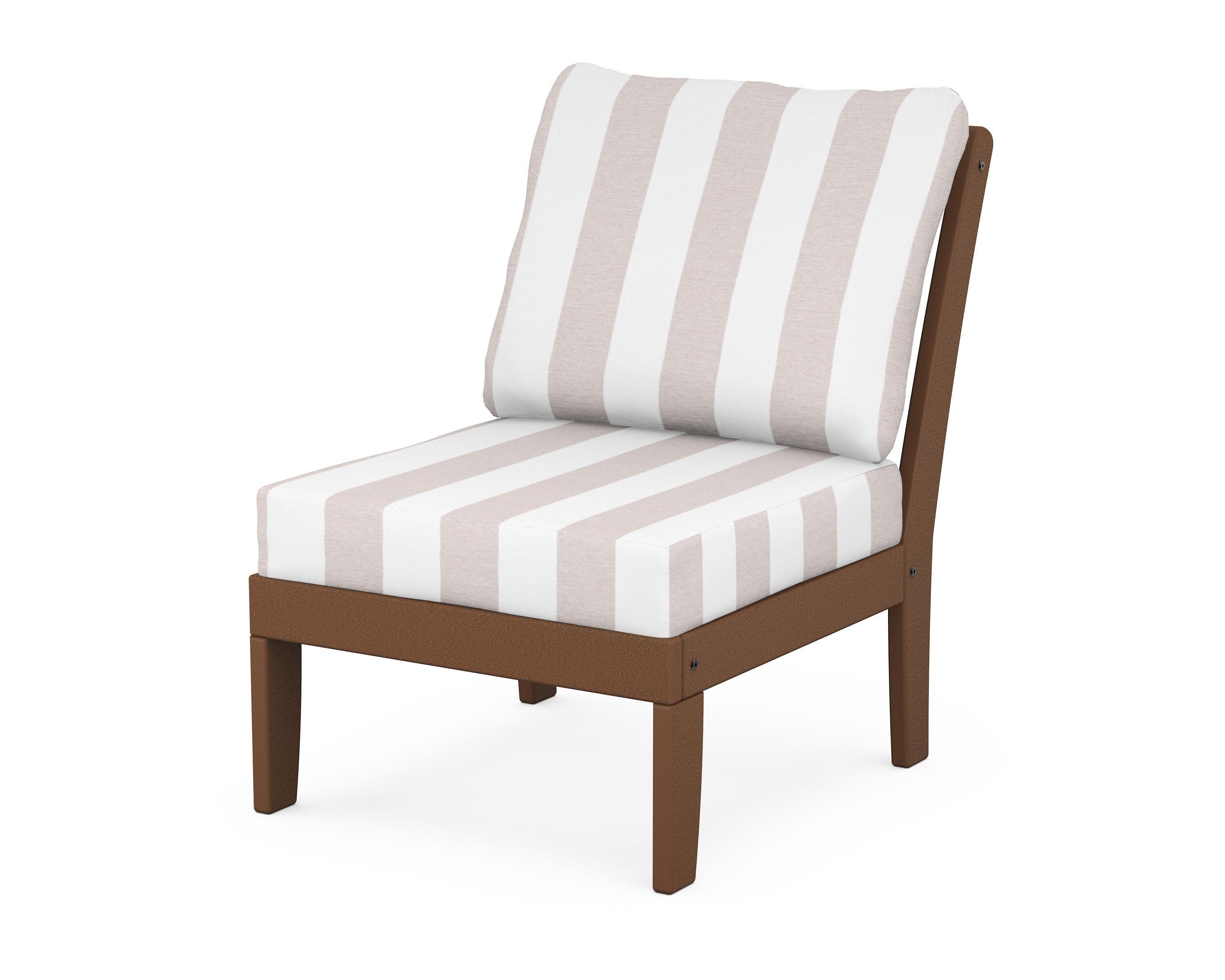 Yacht Club Modular Armless Chair in Tree House / Cabana Stripe Dune Burlap