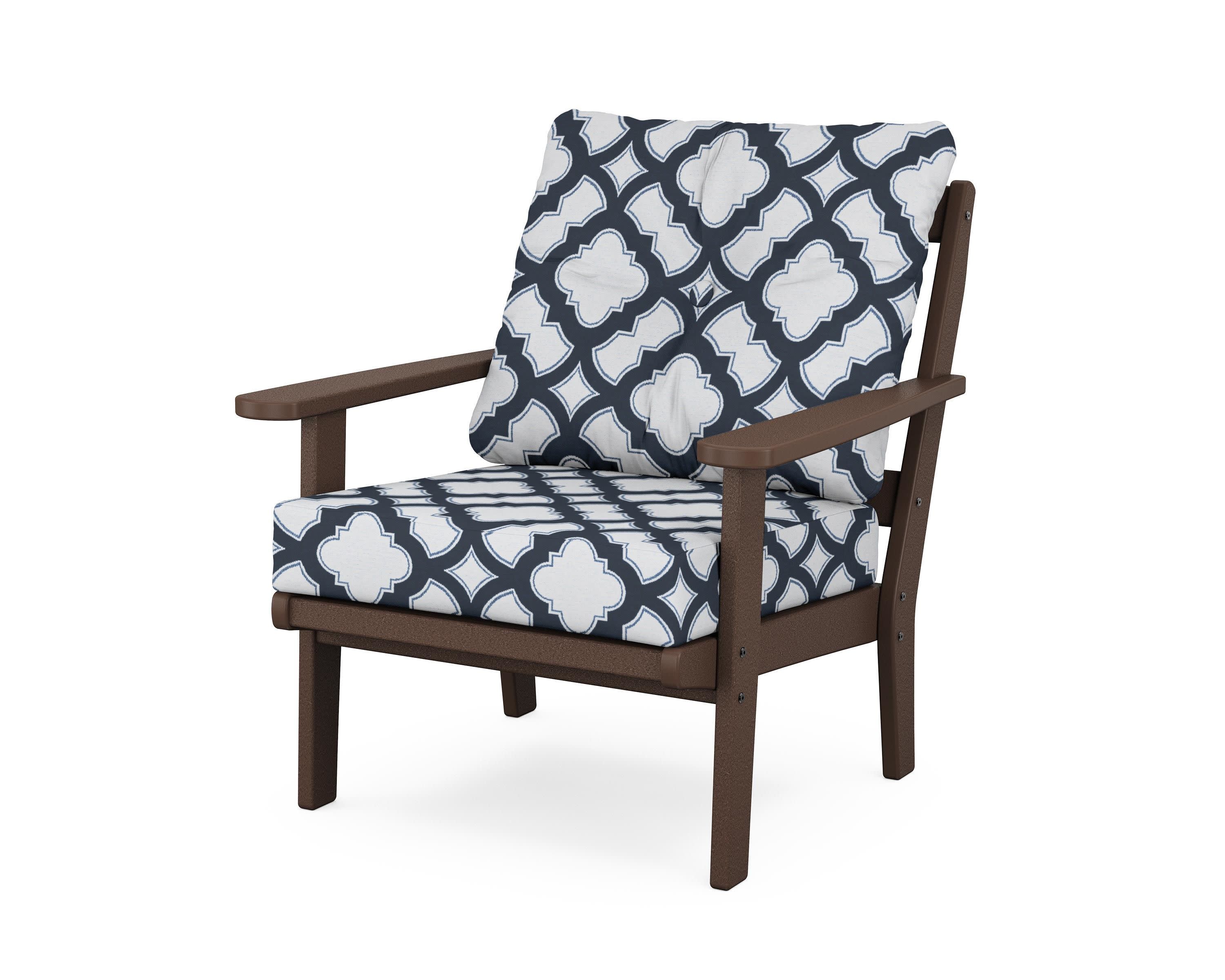 Cape Cod Deep Seating Chair in Vintage Lantern / Trellis Marine Indigo