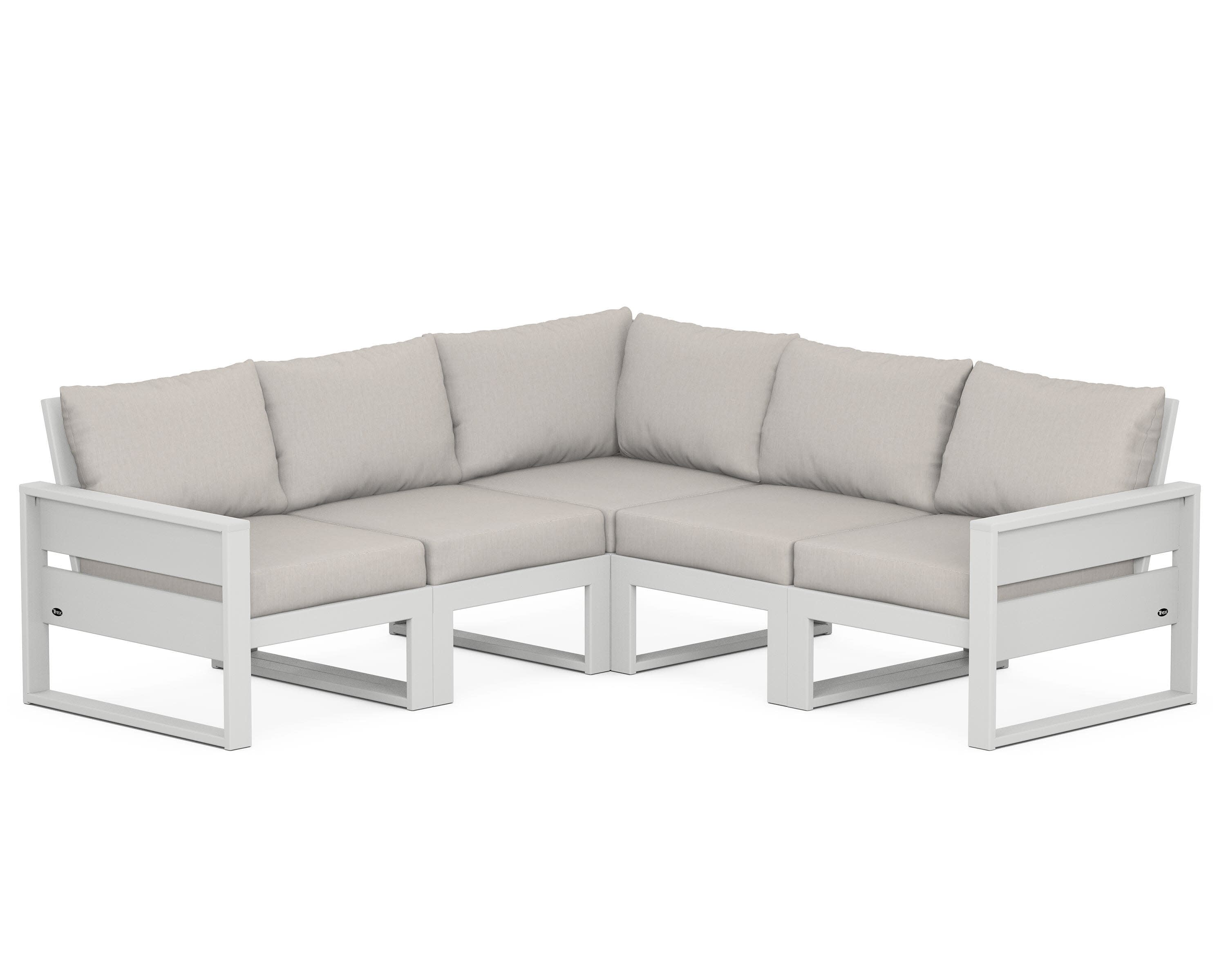Eastport 5-Piece Sectional in Classic White / Cast Ash