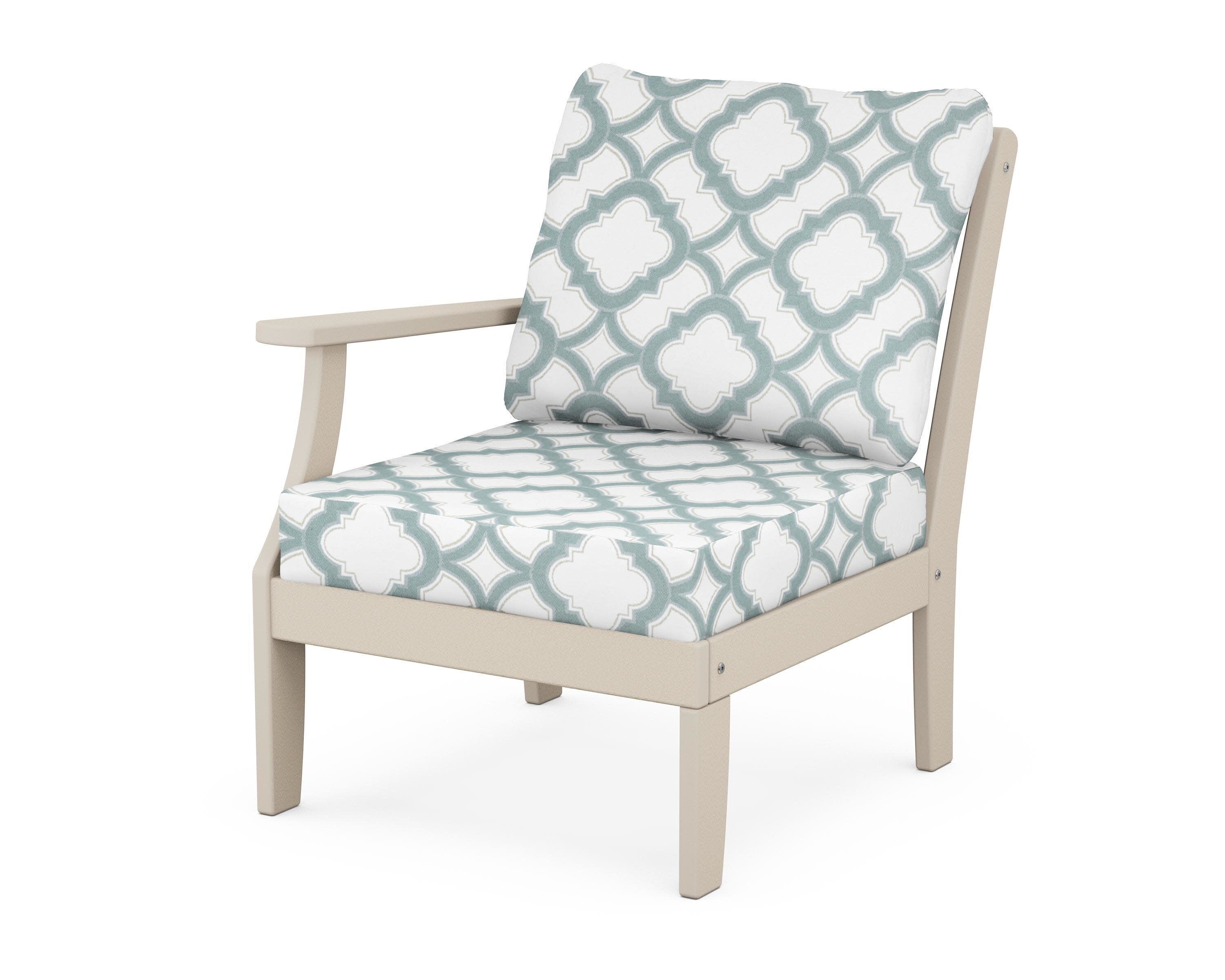 Yacht Club Modular Left Arm Chair in Sand Castle / Trellis Glacier Spa