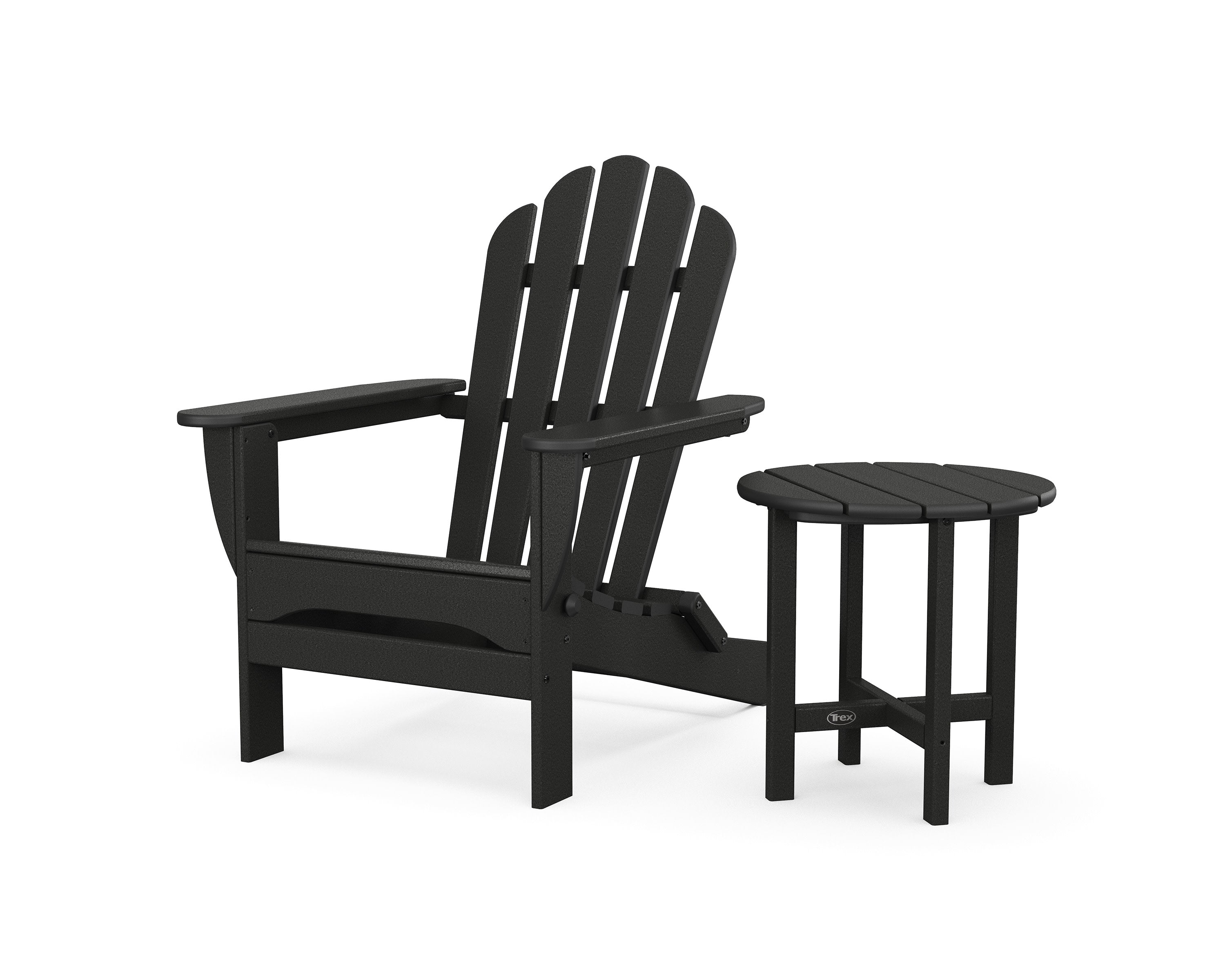 Monterey Bay Folding Adirondack Chair with Side Table in Charcoal Black