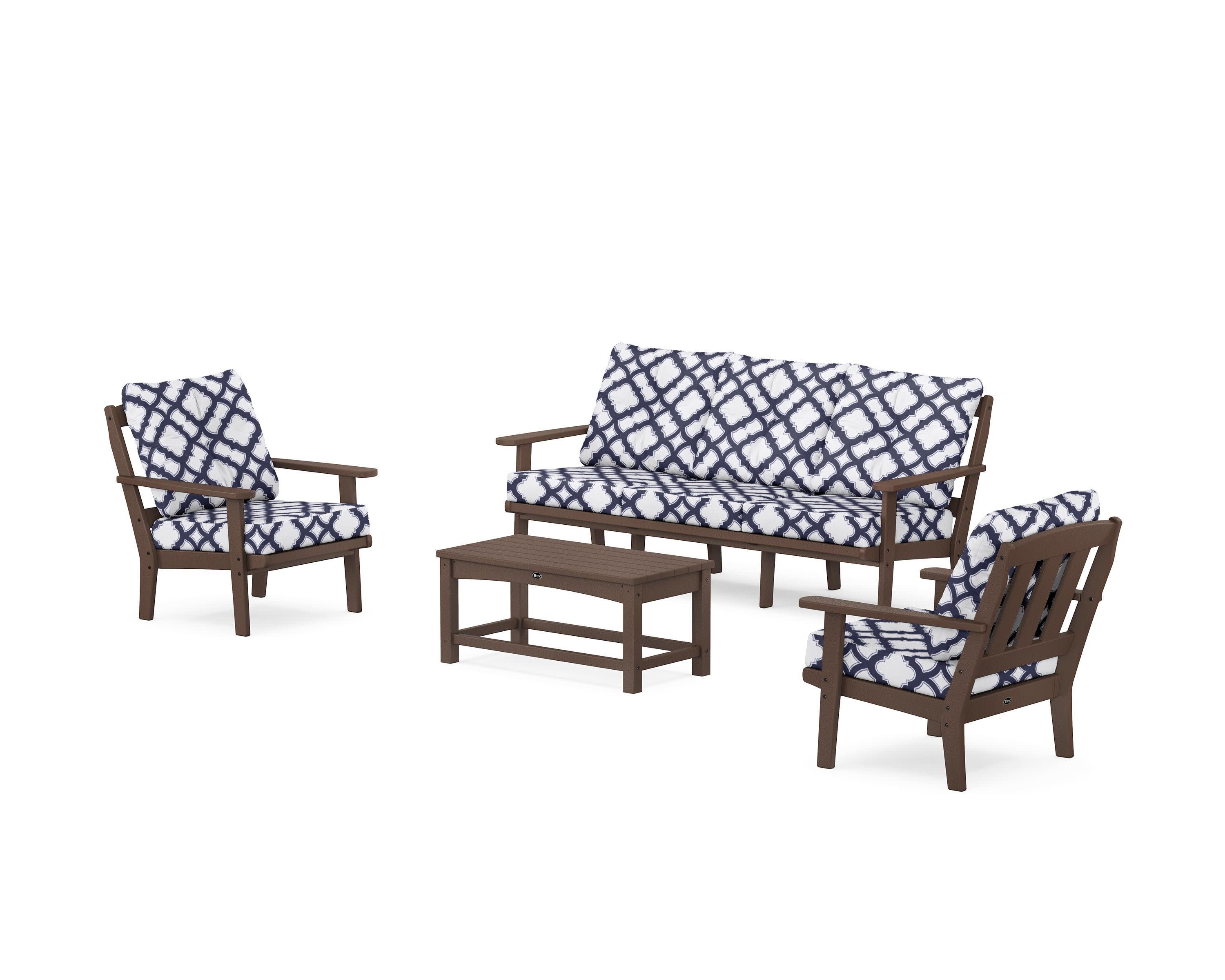 Cape Cod 4-Piece Deep Seating Set with Sofa in Vintage Lantern / Trellis Navy