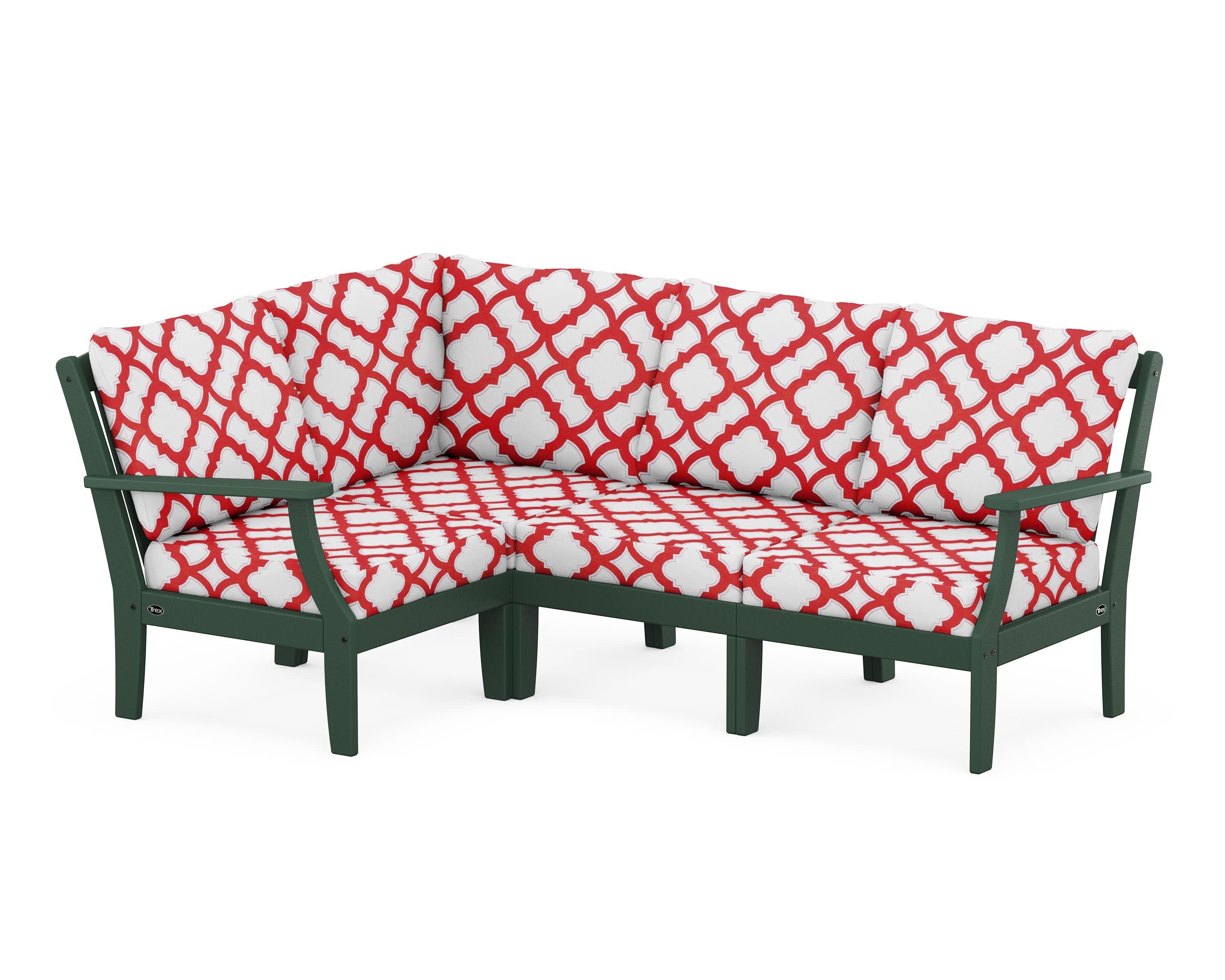 Yacht Club Modular 4-Piece Deep Seating Set in Rainforest Canopy / Trellis Crimson