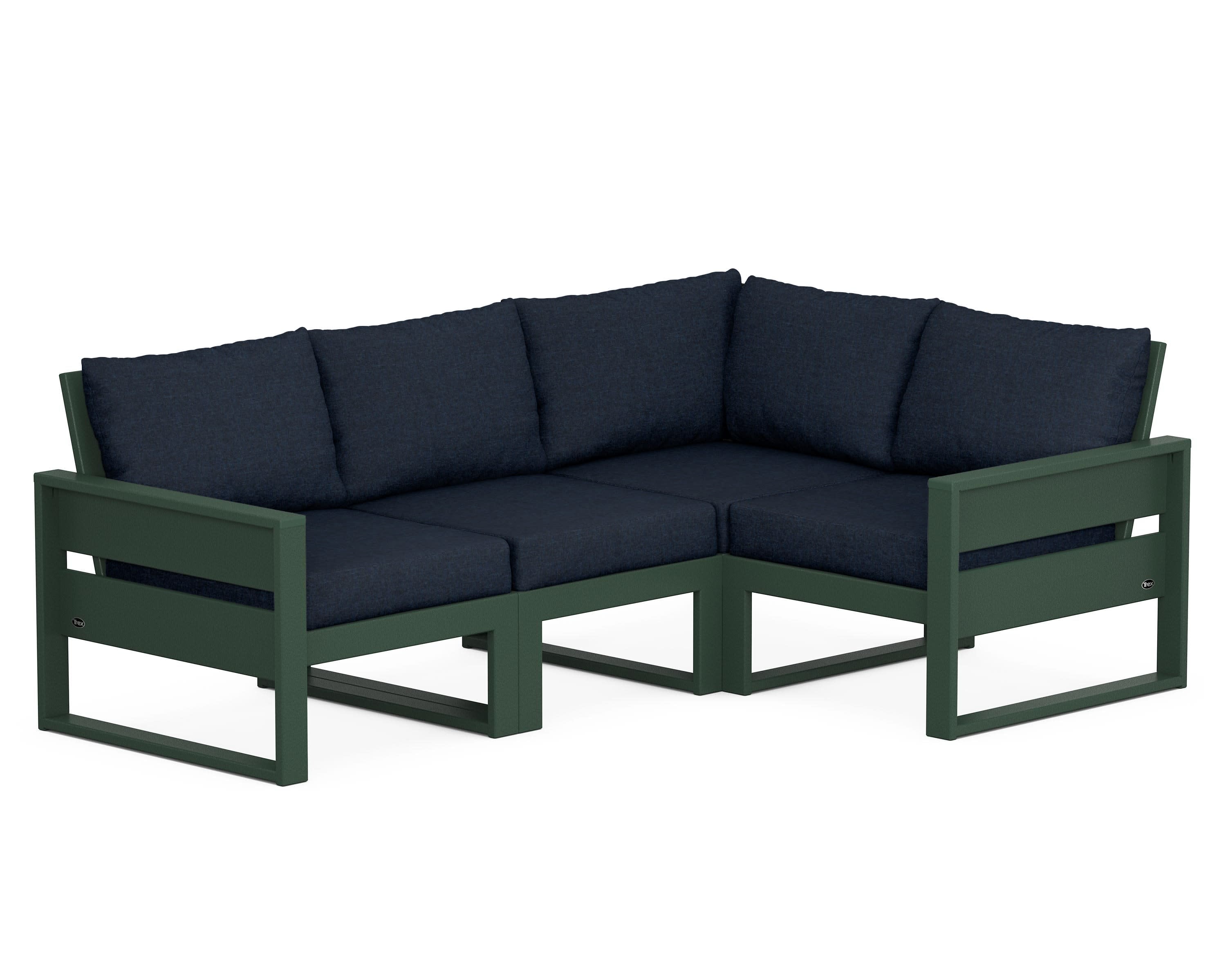 Eastport 4- Piece Sectional in Rainforest Canopy / Marine Indigo