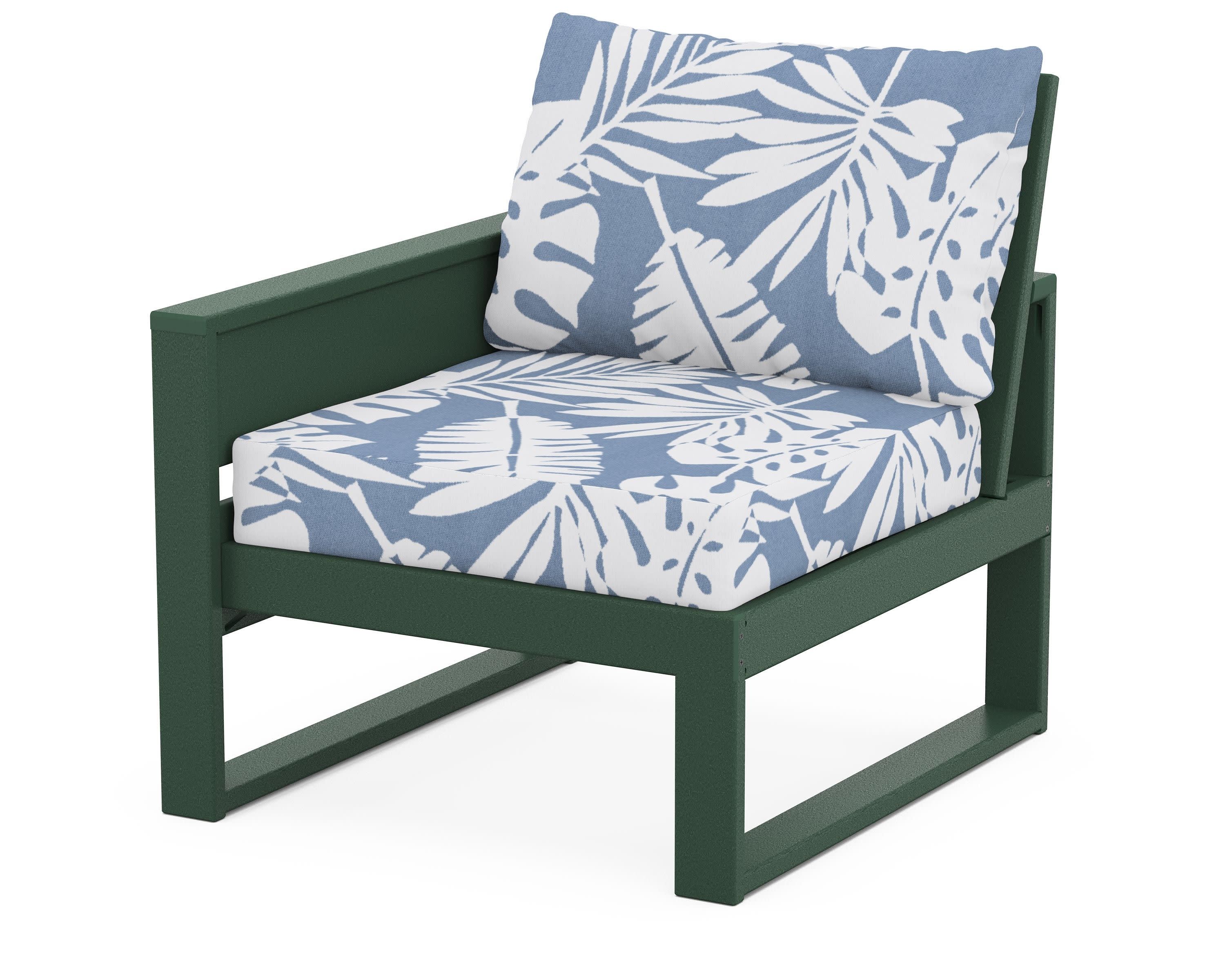 Eastport Modular Left Arm Chair in Rainforest Canopy / Leaf Sky Blue