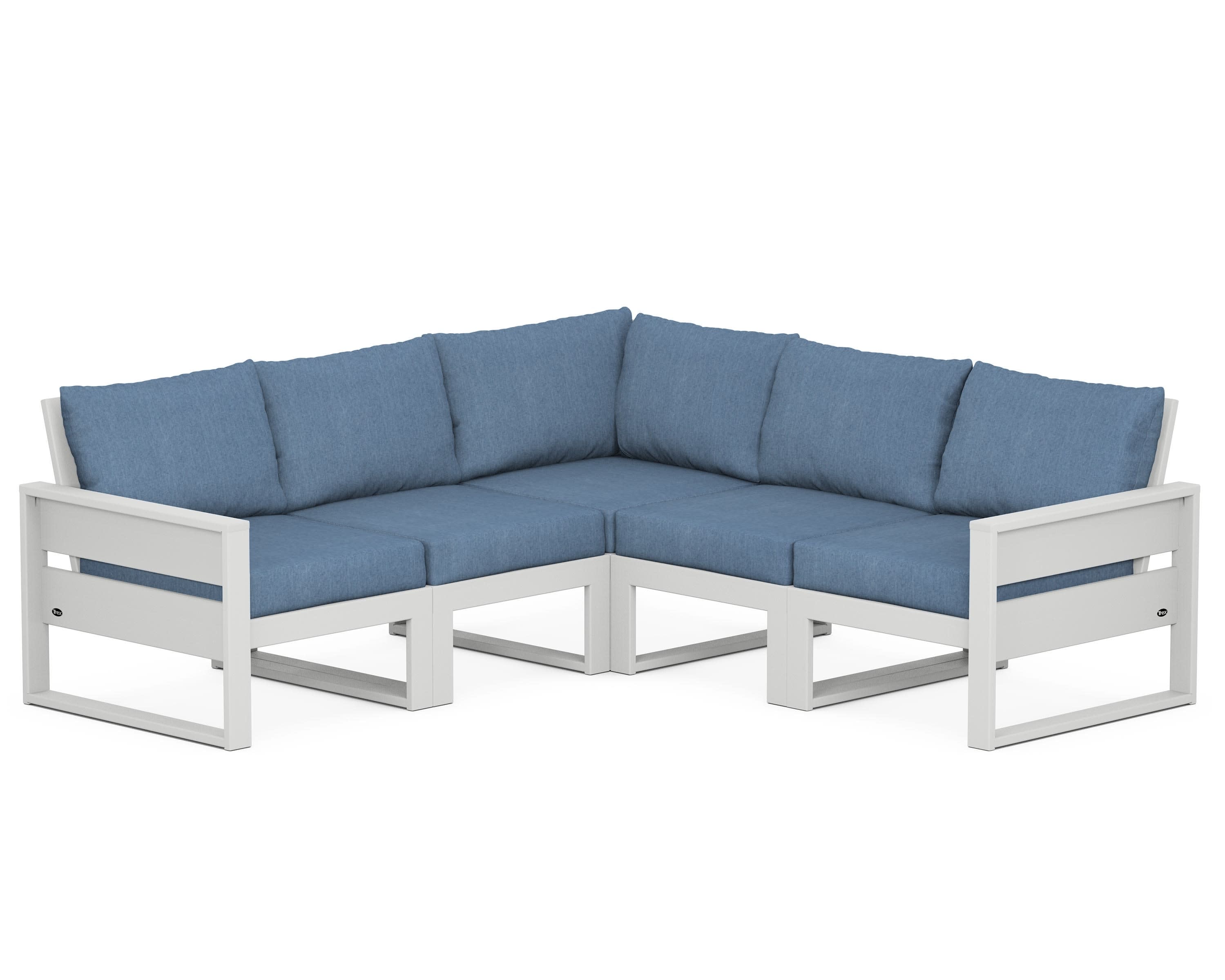 Eastport 5-Piece Sectional in Classic White / Sky Blue