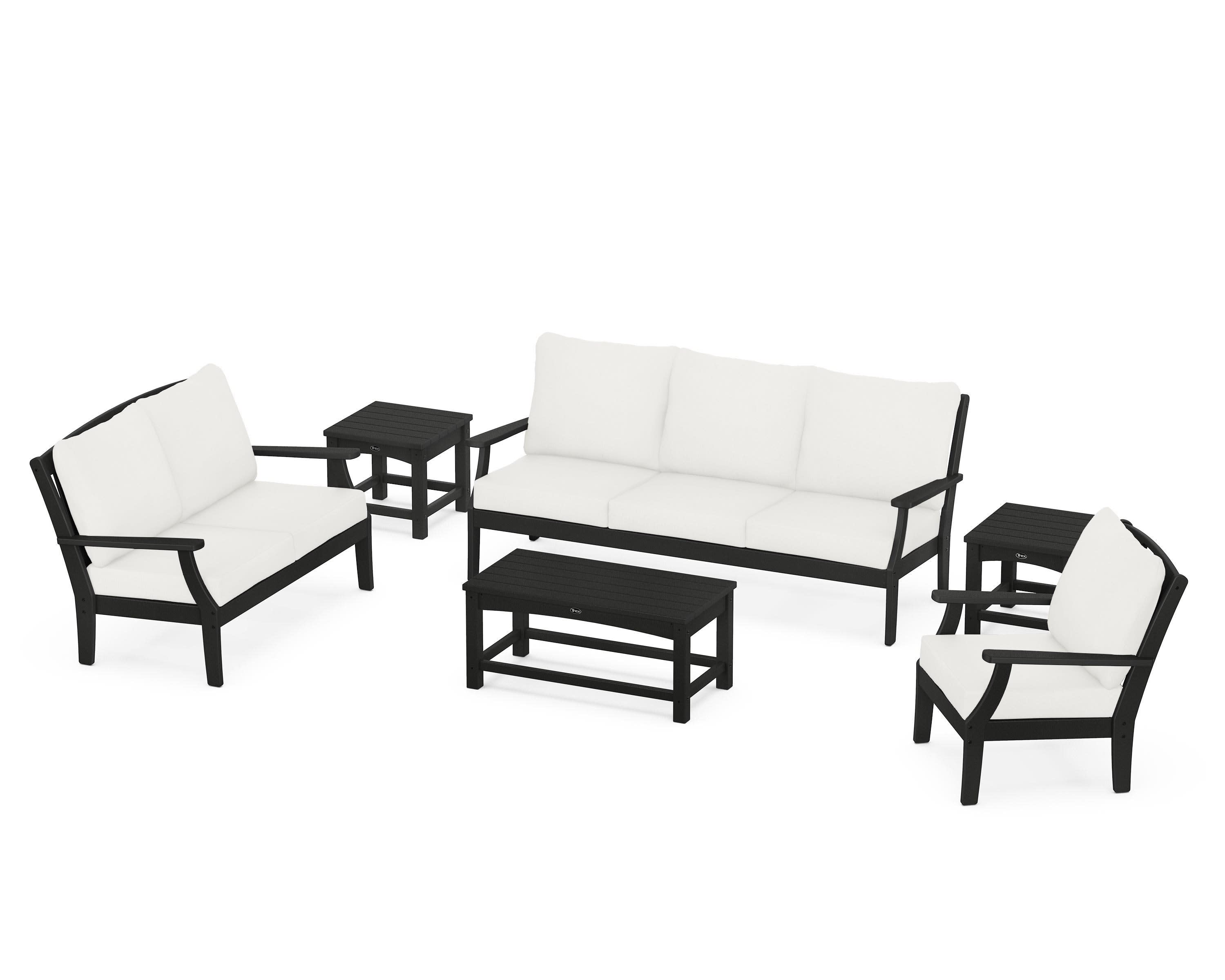 Yacht Club 6-Piece Deep Seating Set in Charcoal Black / Natural Linen
