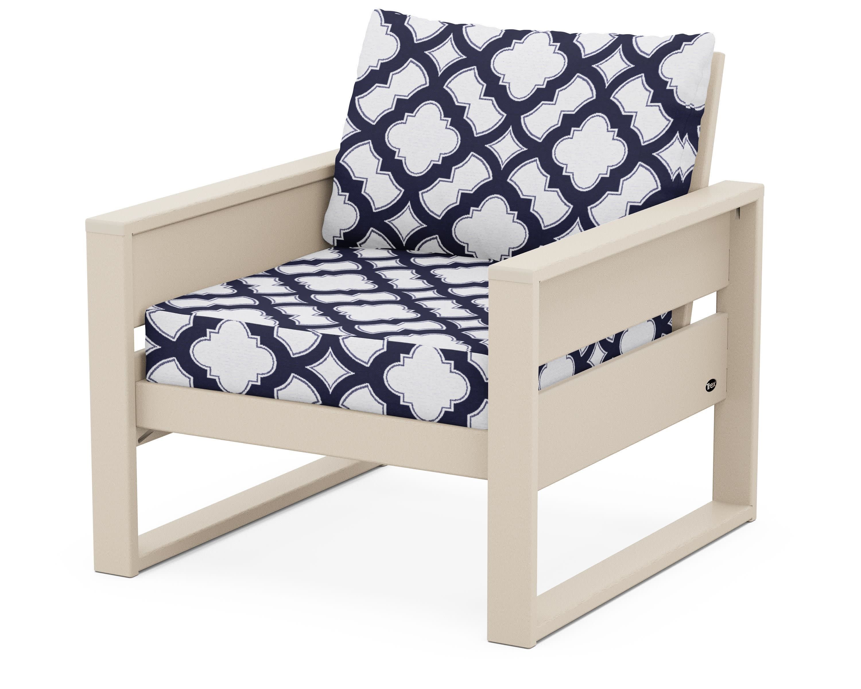 Eastport Club Chair in Sand Castle / Trellis Navy