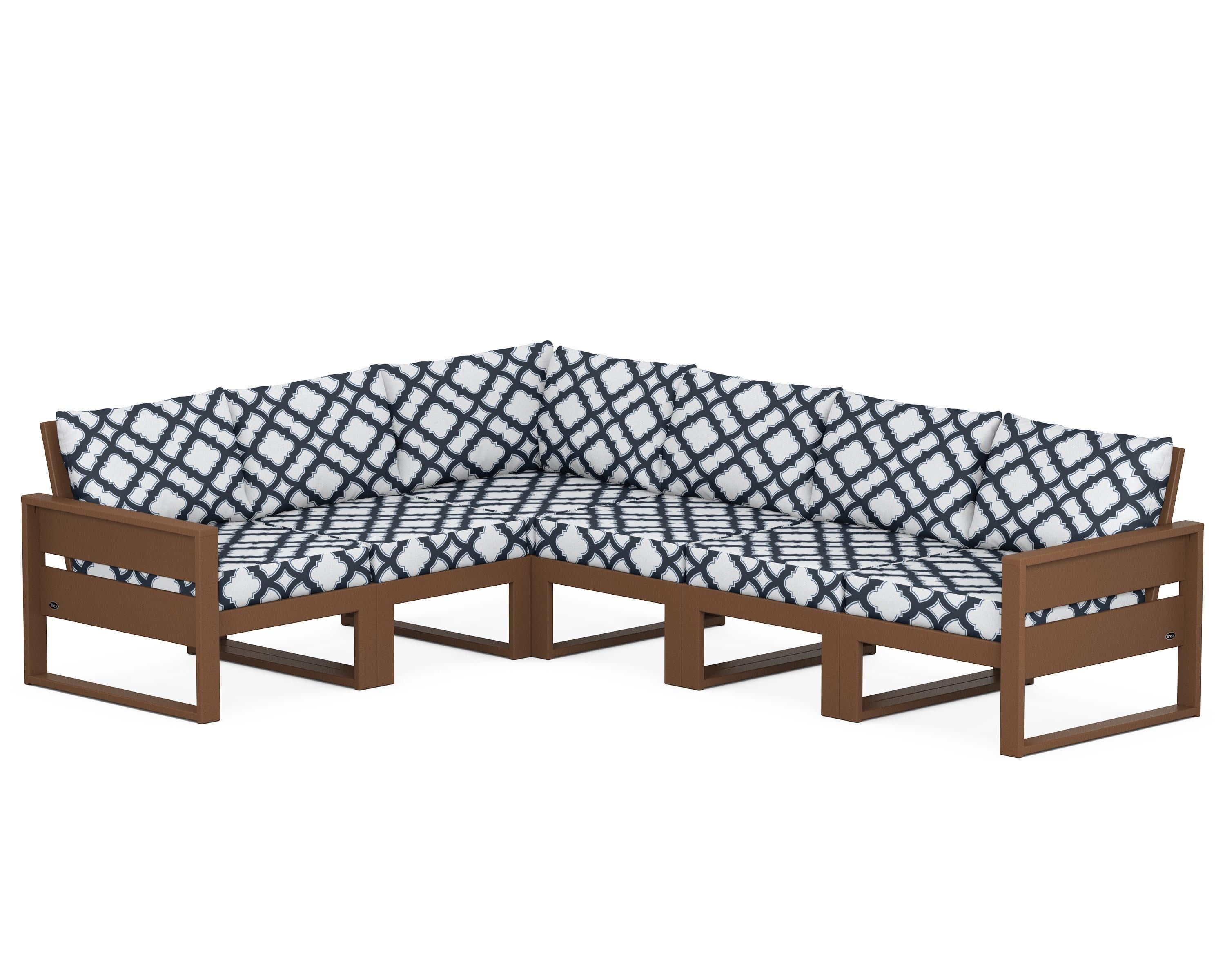 Eastport 6-Piece Sectional in Tree House / Trellis Marine Indigo
