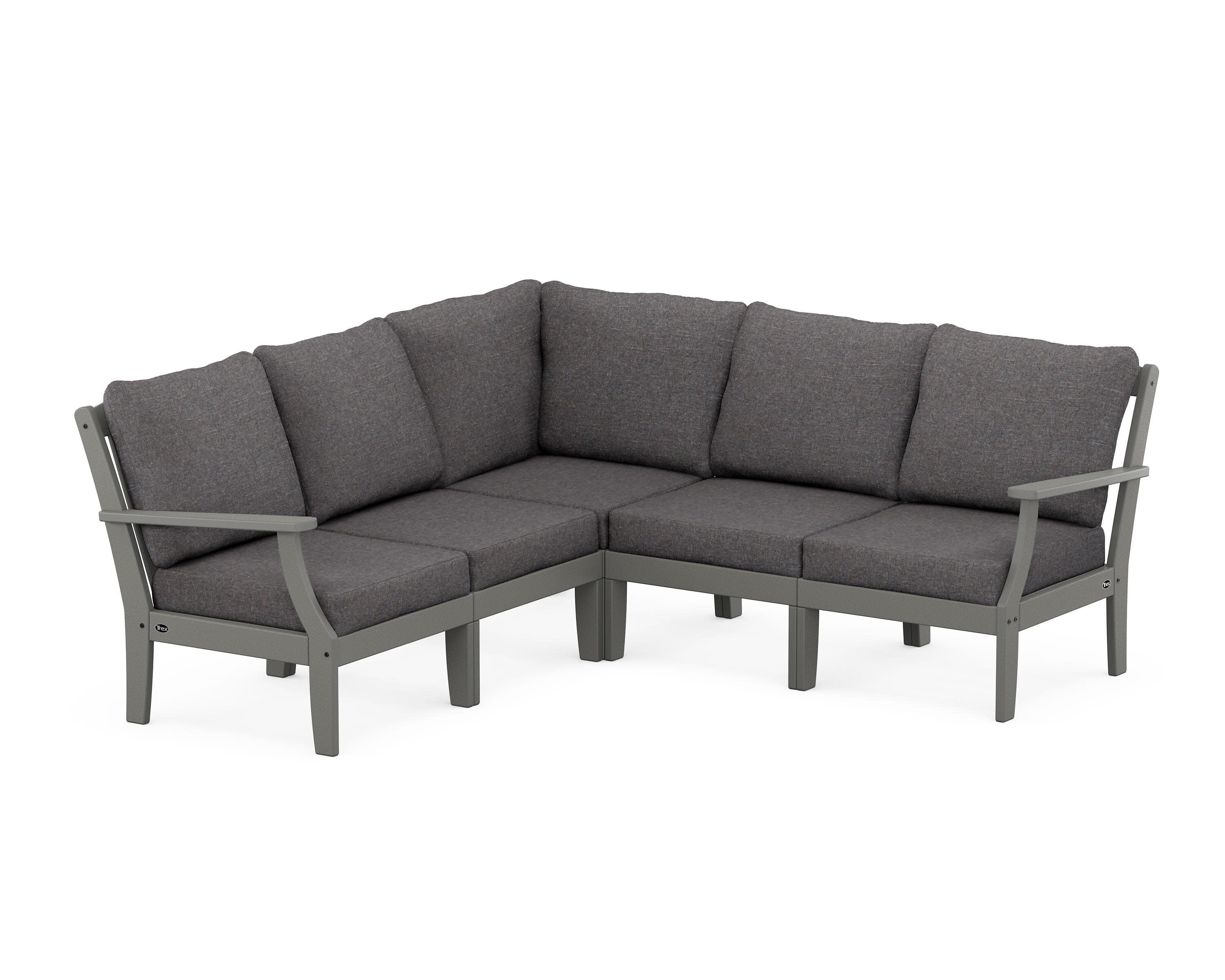 Yacht Club Modular 5-Piece Deep Seating Set in Stepping Stone / Ash Charcoal