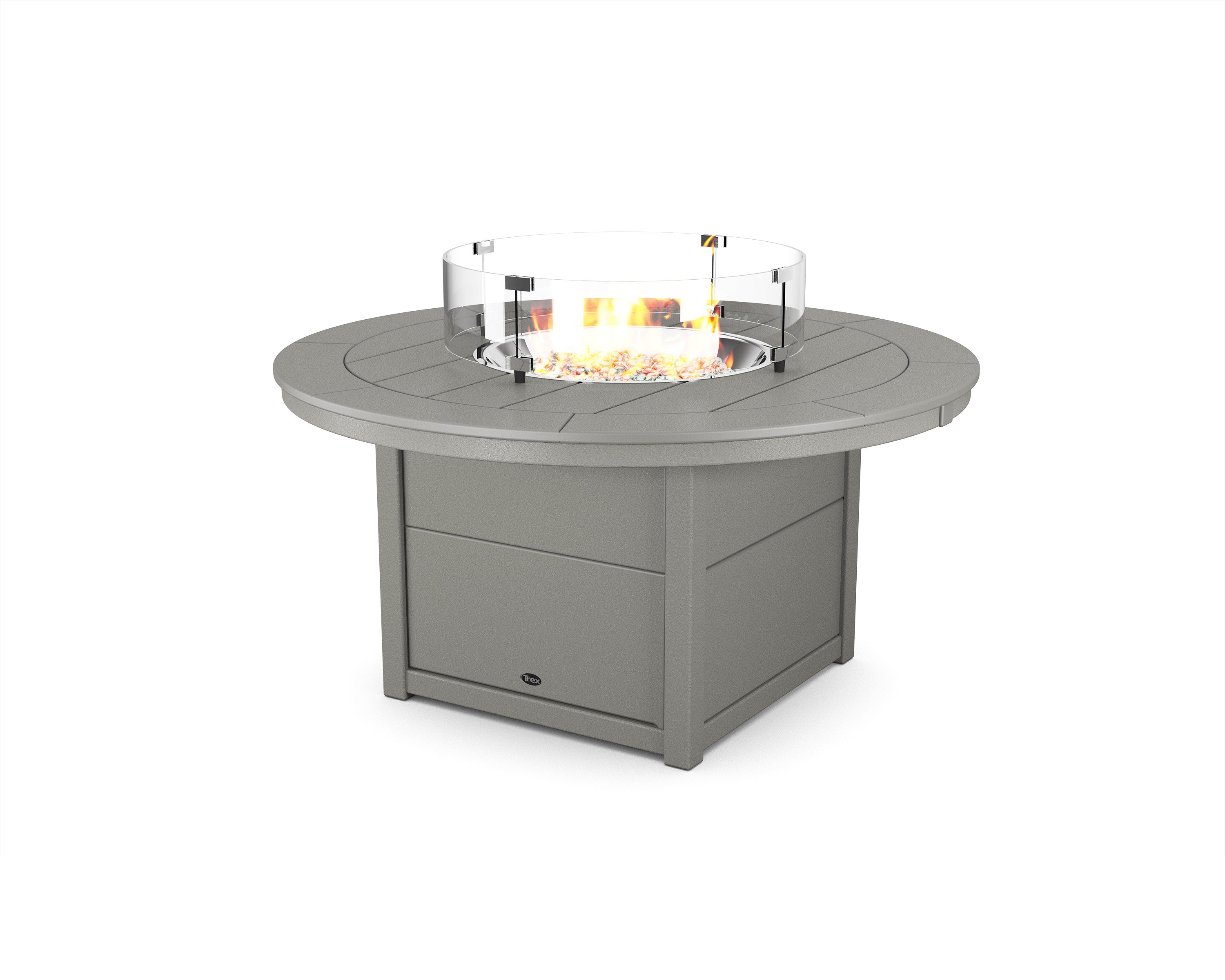 Trex Round 48 Fire Pit Table in Stepping Stone