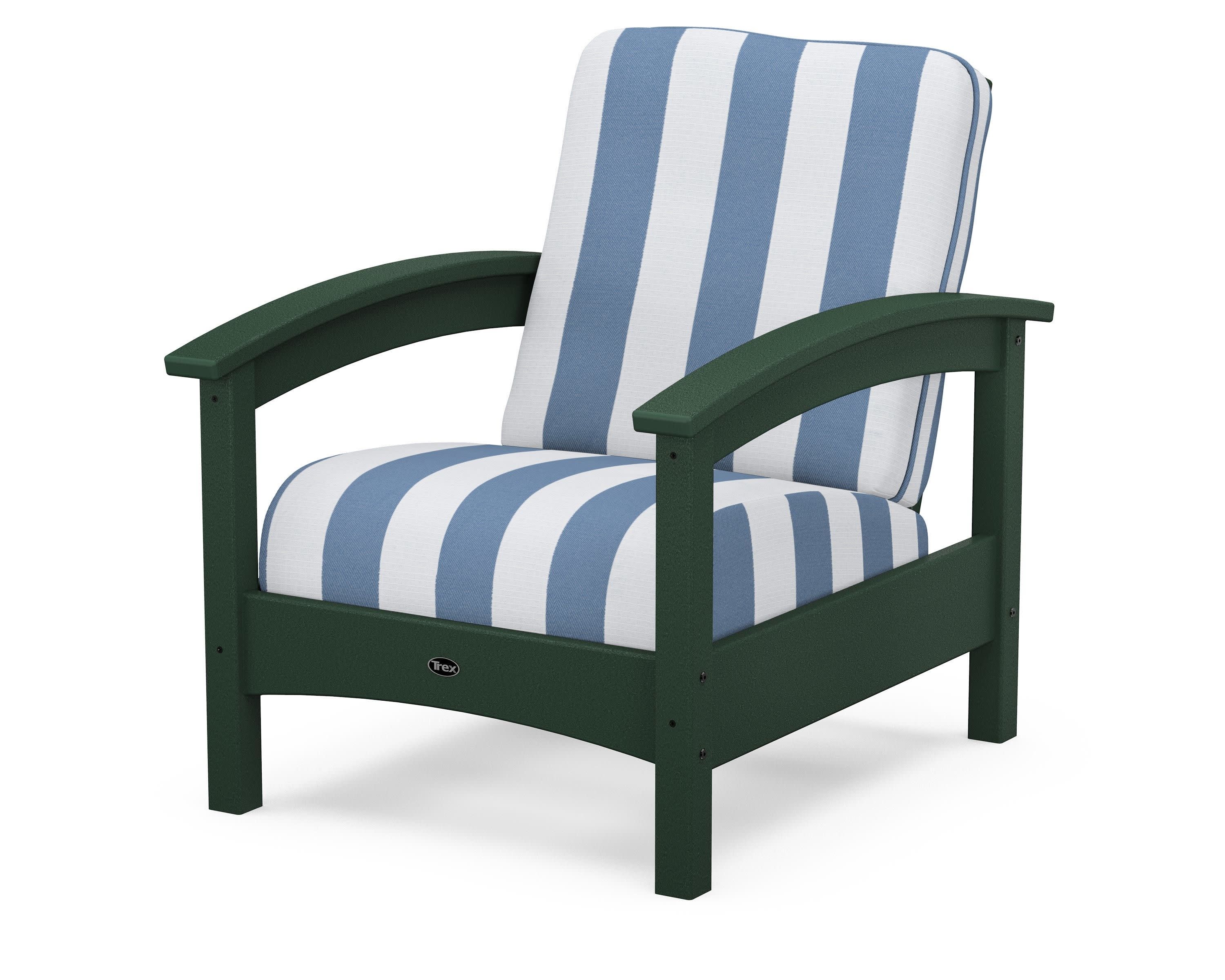 Rockport Club Chair in Rainforest Canopy / Cabana Stripe Sky Blue