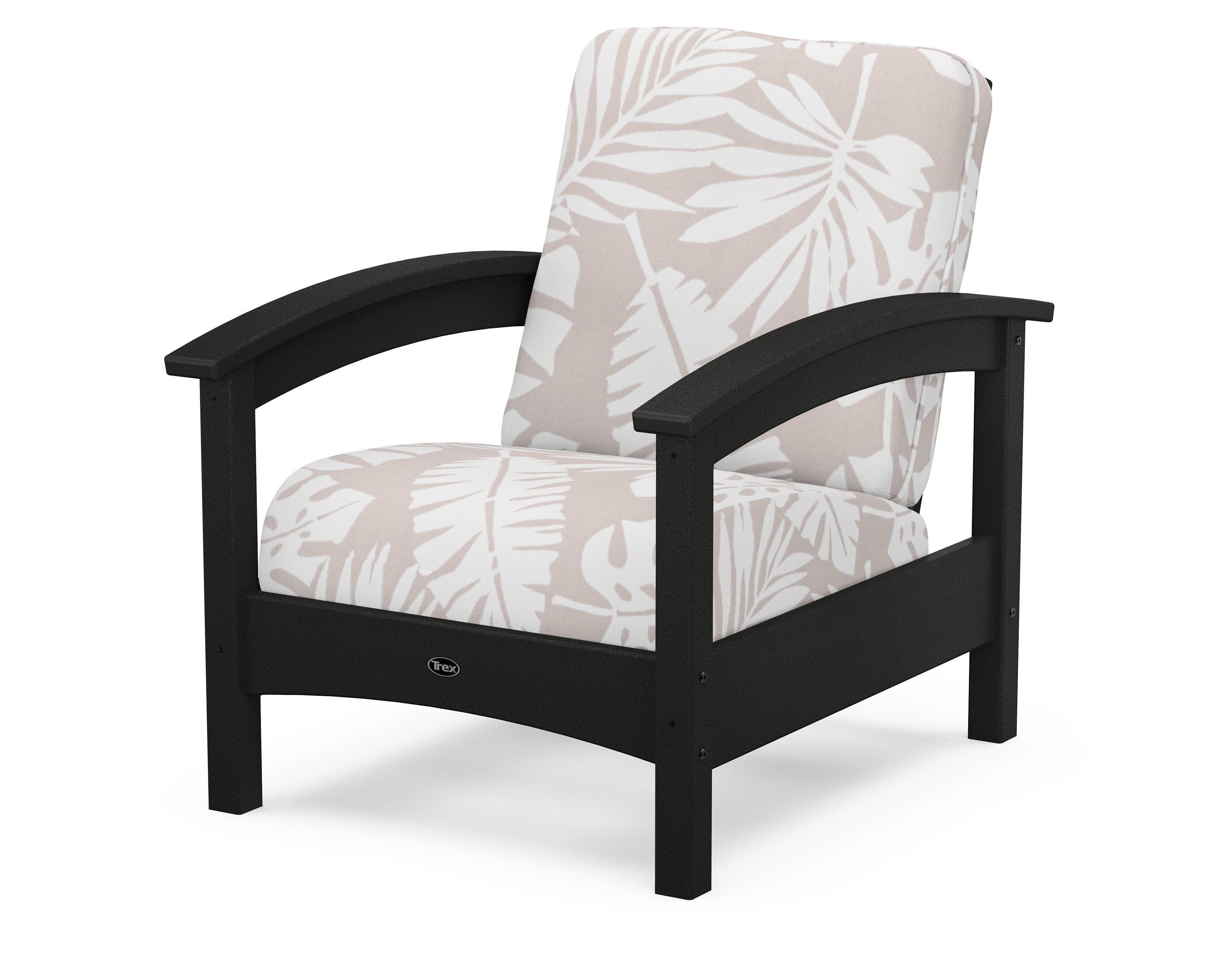 Rockport Club Chair in Charcoal Black / Leaf Dune Burlap
