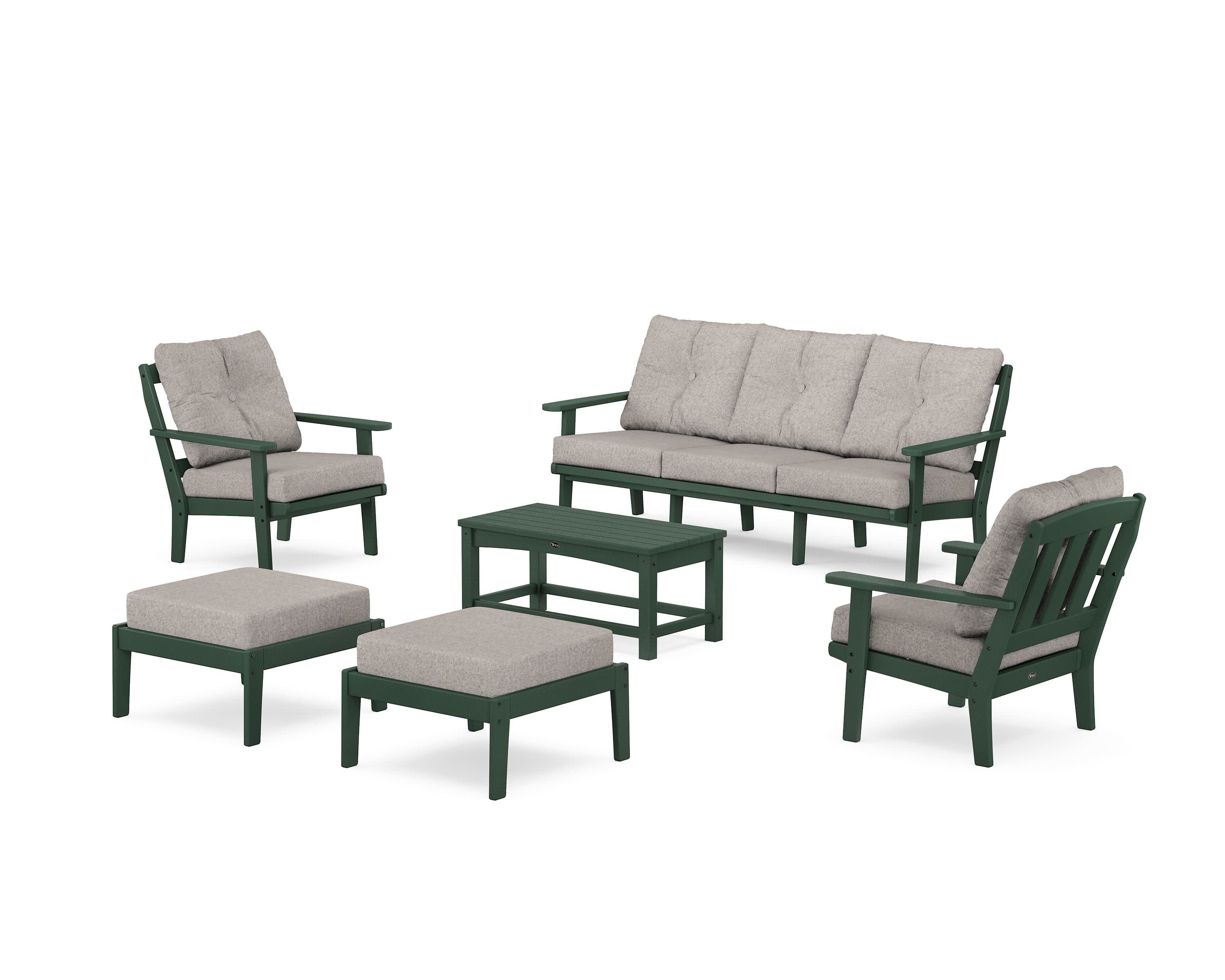 Cape Cod 6-Piece Lounge Sofa Set in Rainforest Canopy / Weathered Tweed