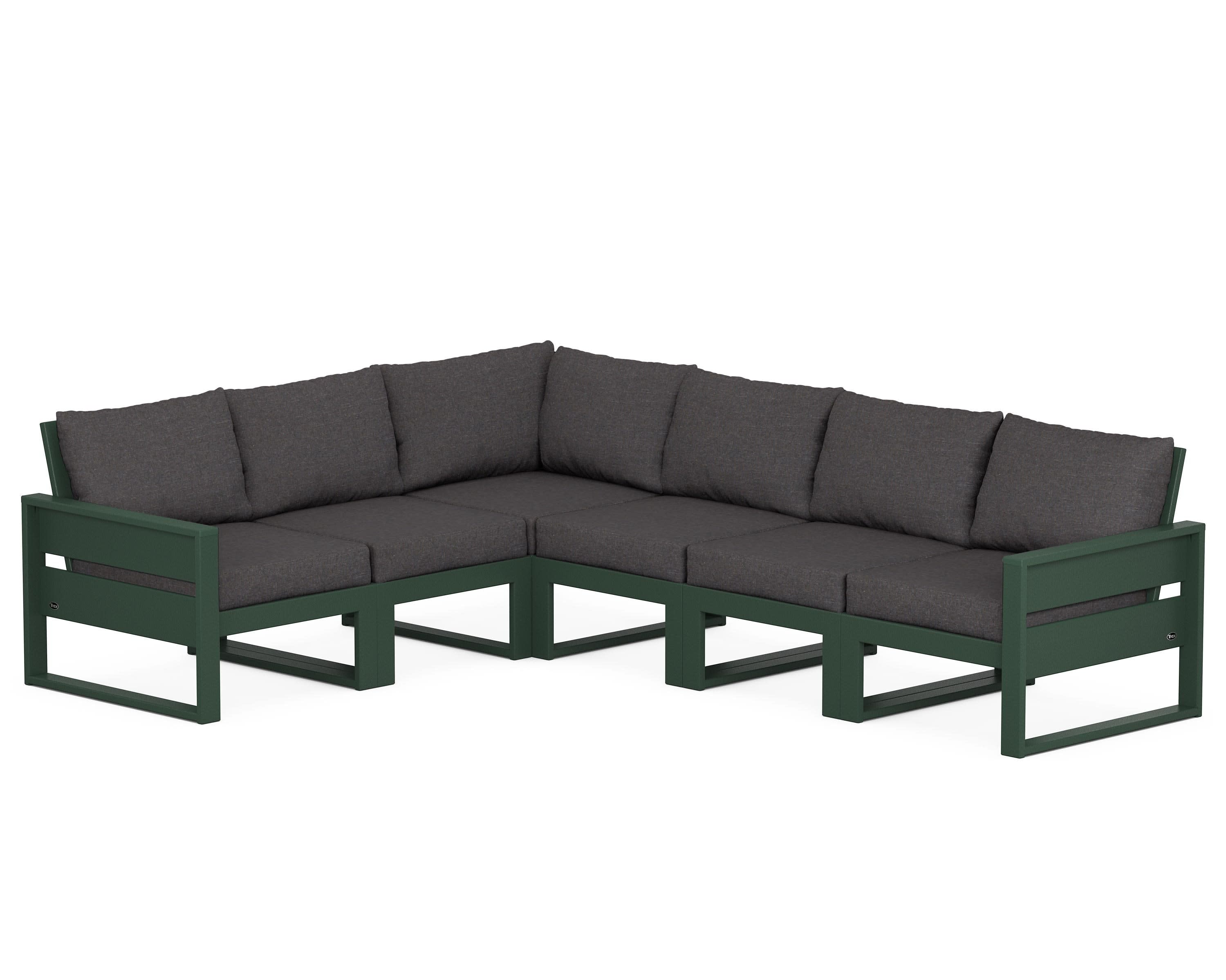 Eastport 6-Piece Sectional in Rainforest Canopy / Ash Charcoal
