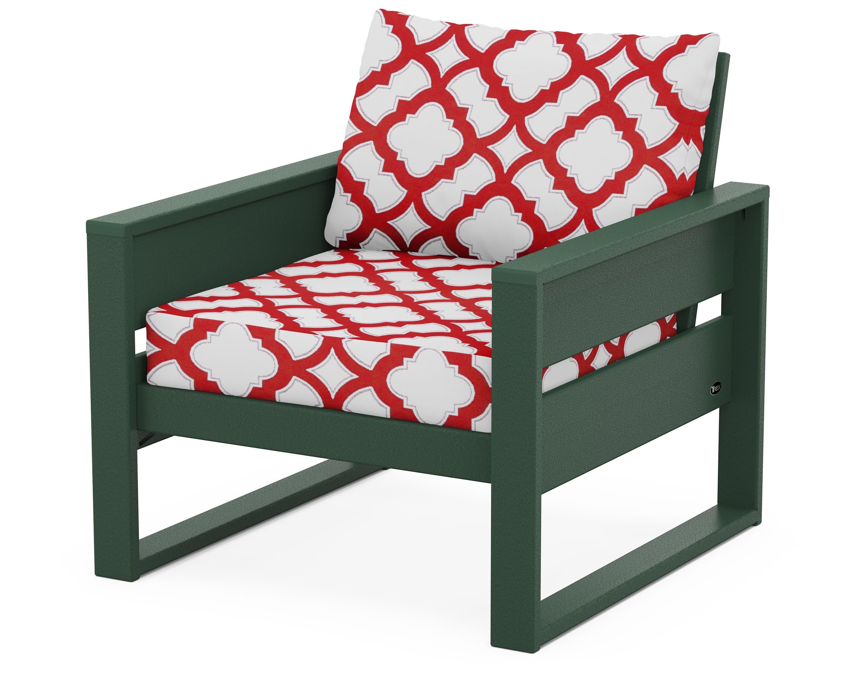 Eastport Club Chair in Rainforest Canopy / Trellis Crimson
