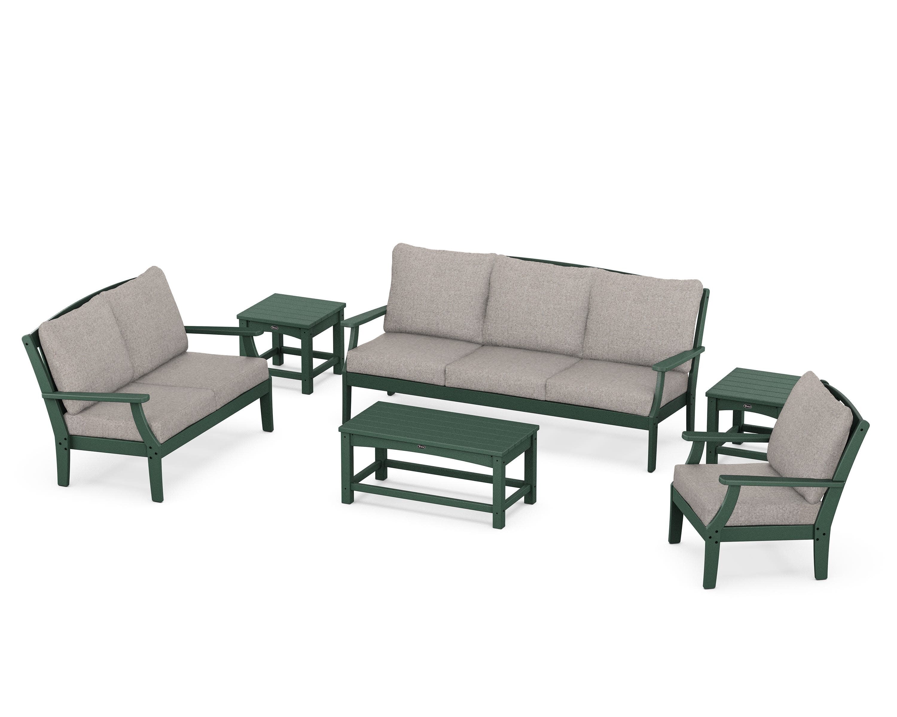 Yacht Club 6-Piece Deep Seating Set in Rainforest Canopy / Weathered Tweed