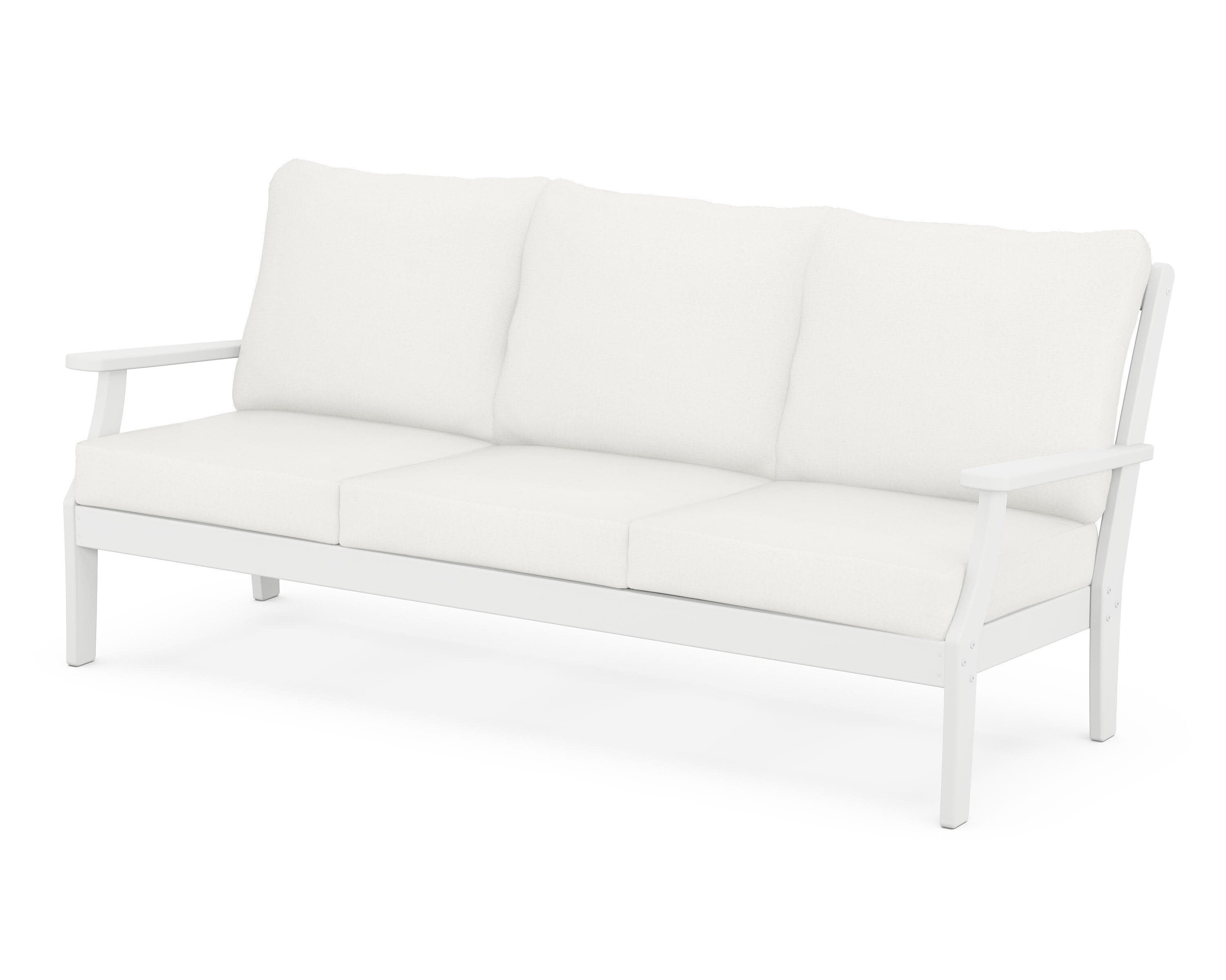 Yacht Club Deep Seating Sofa in Classic White / Natural Linen