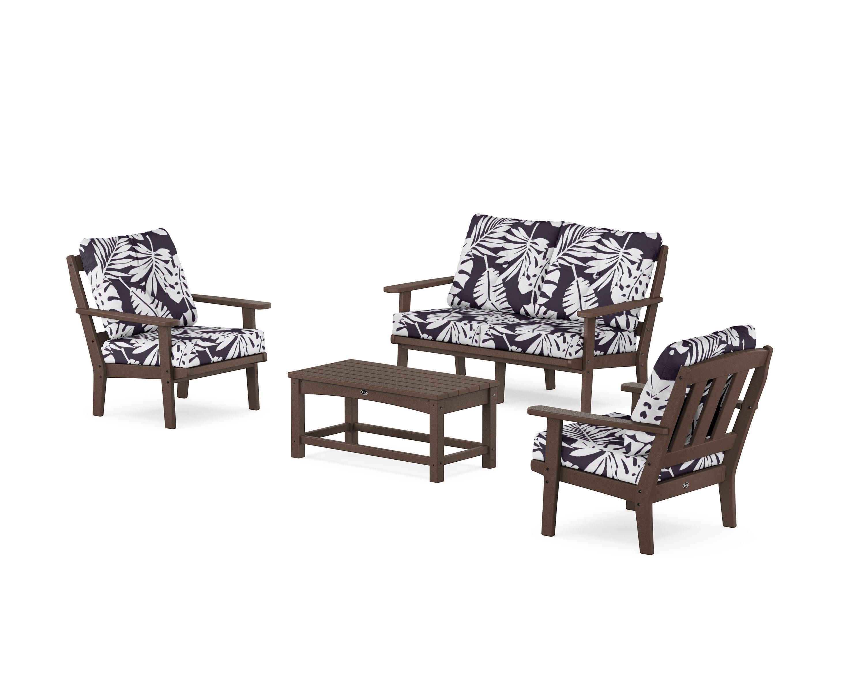 Cape Cod 4-Piece Deep Seating Set with Loveseat in Vintage Lantern / Leaf Navy