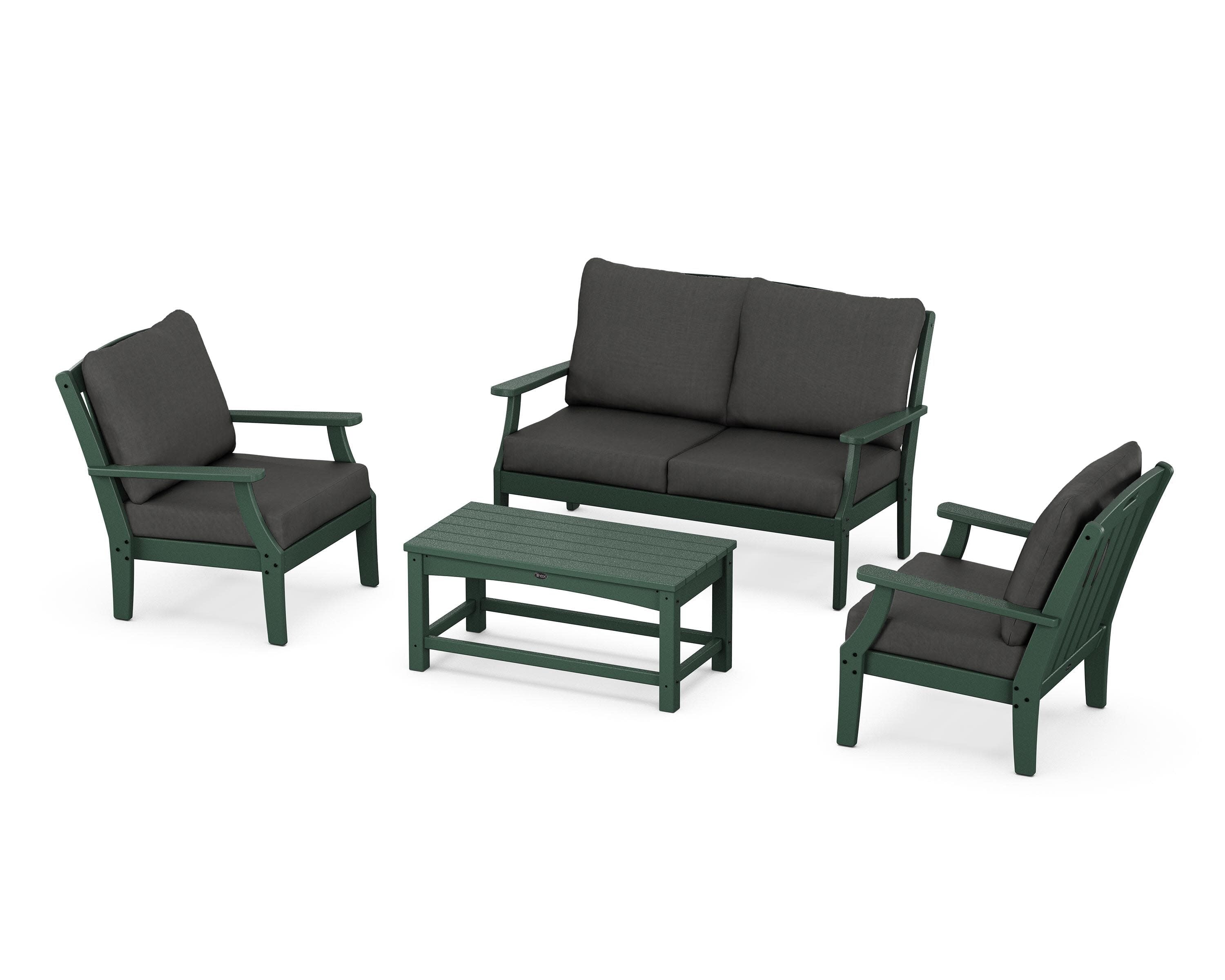 Yacht Club 4-Piece Deep Seating Chair Set in Rainforest Canopy / Spectrum Carbon