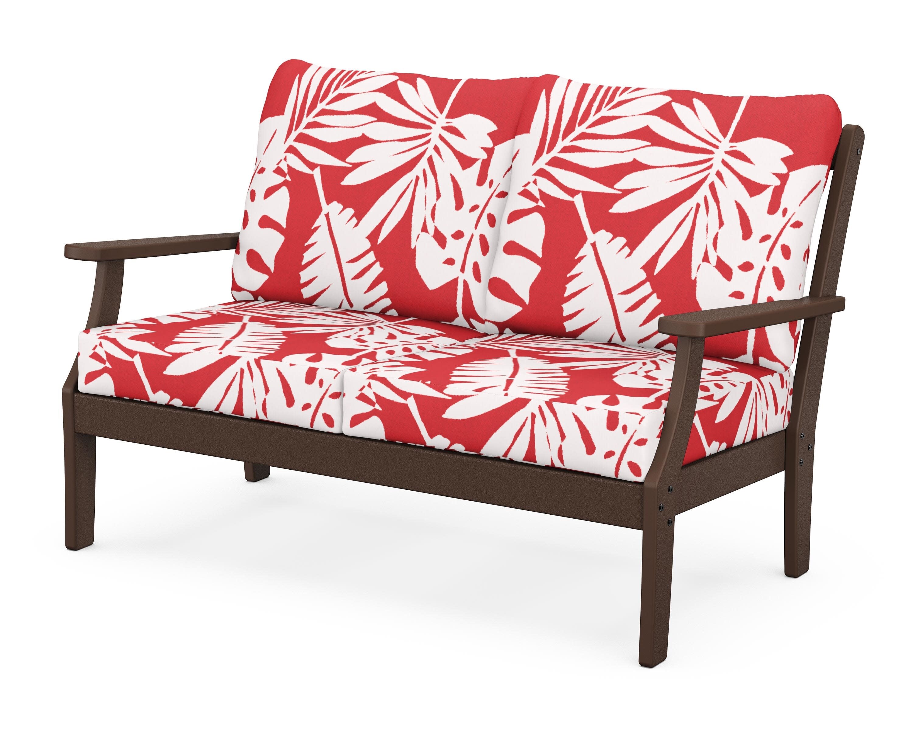 Yacht Club Deep Seating Loveseat in Vintage Lantern / Leaf Crimson