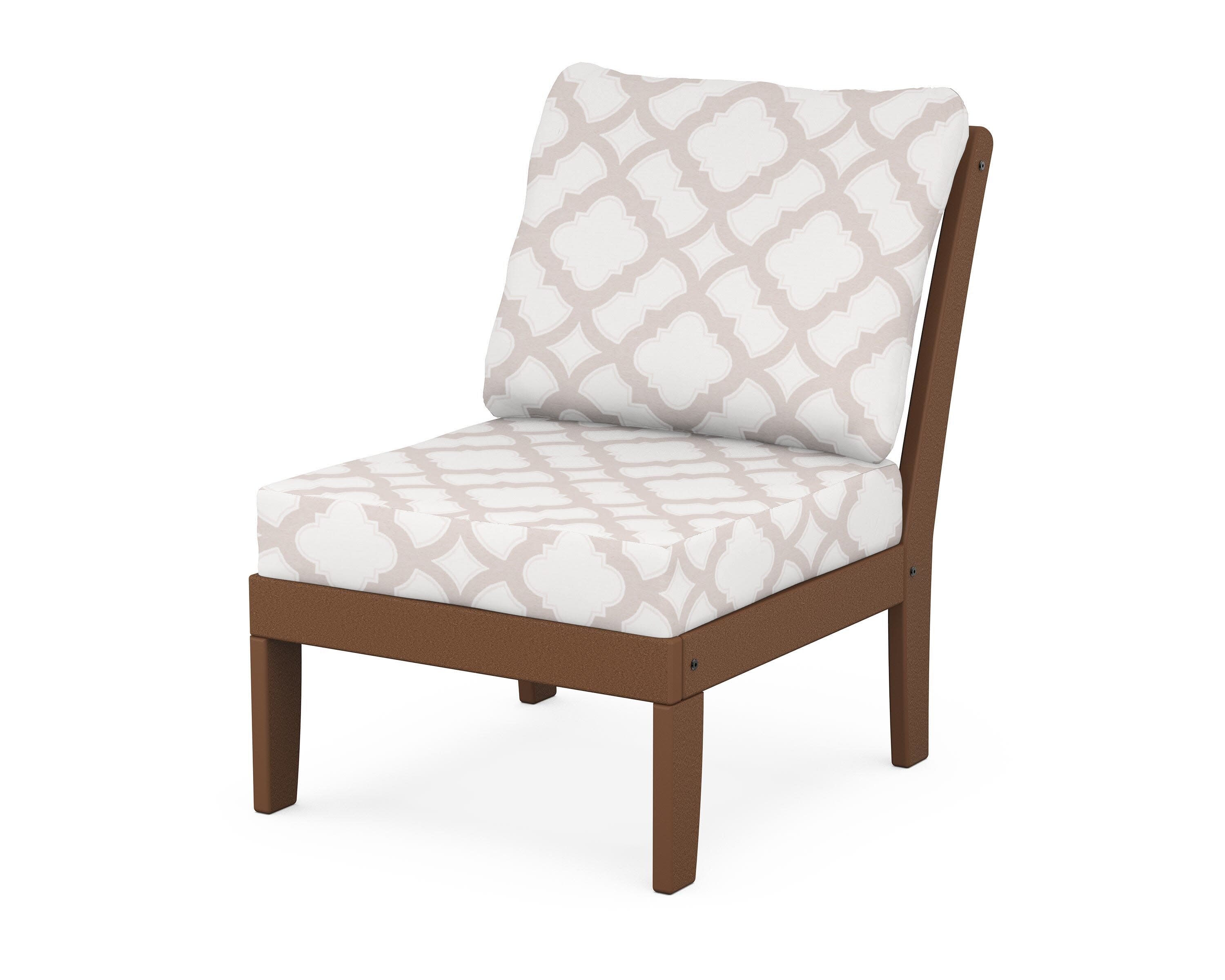 Yacht Club Modular Armless Chair in Tree House / Trellis Dune Burlap