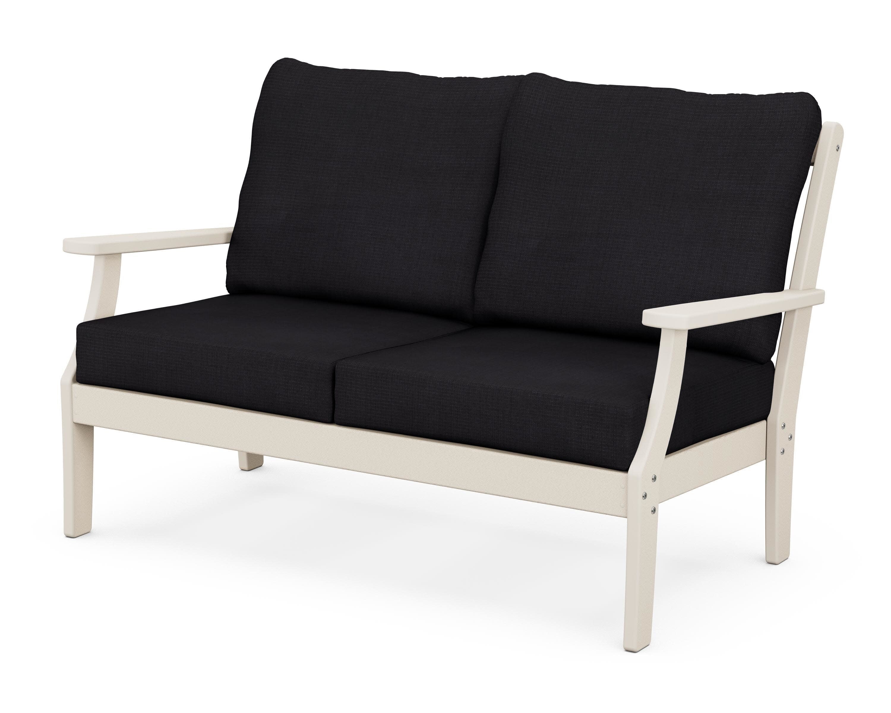 Yacht Club Deep Seating Loveseat in Sand Castle / Midnight Linen