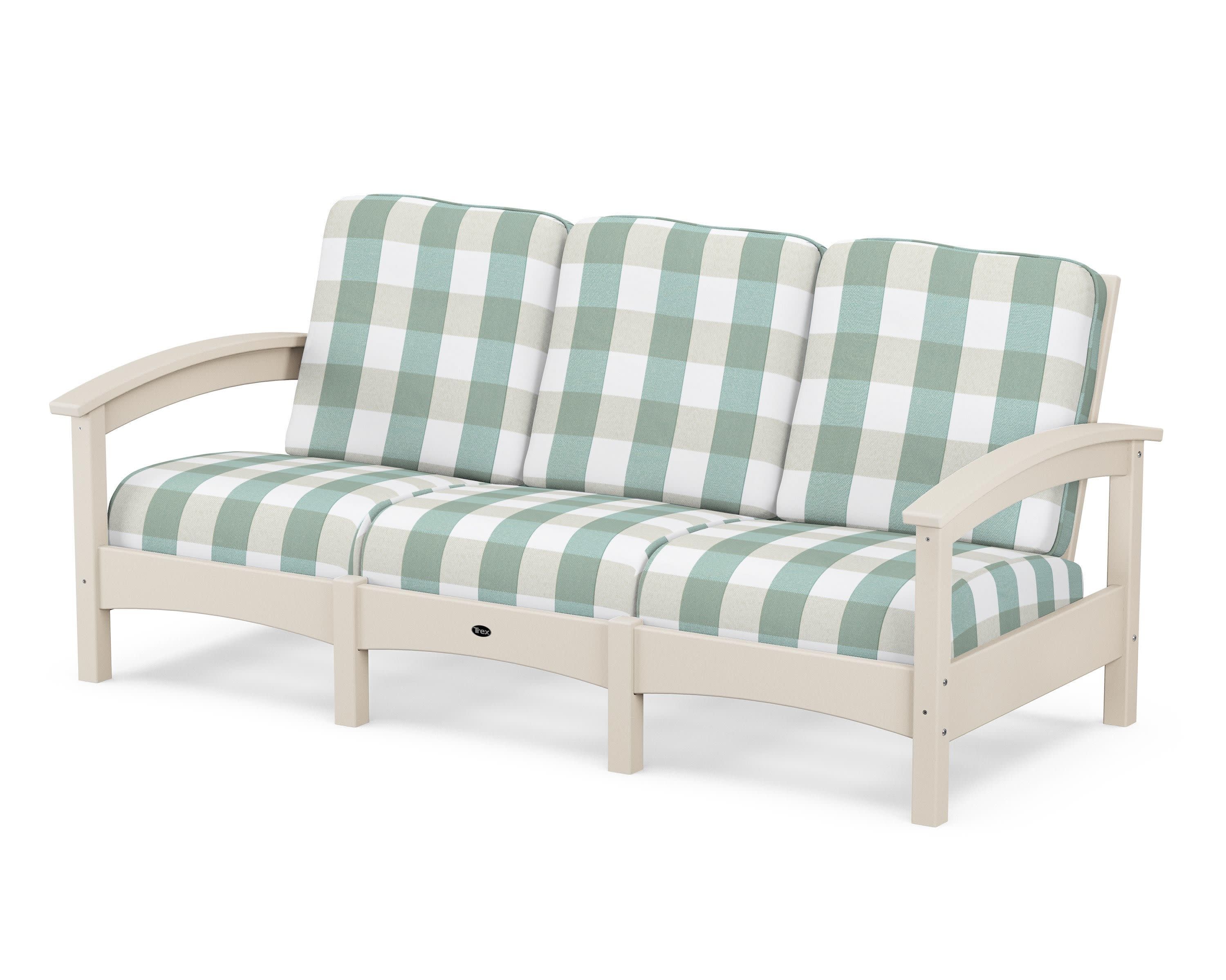 Rockport Club Sofa in Sand Castle / Buffalo Plaid Glacier Spa