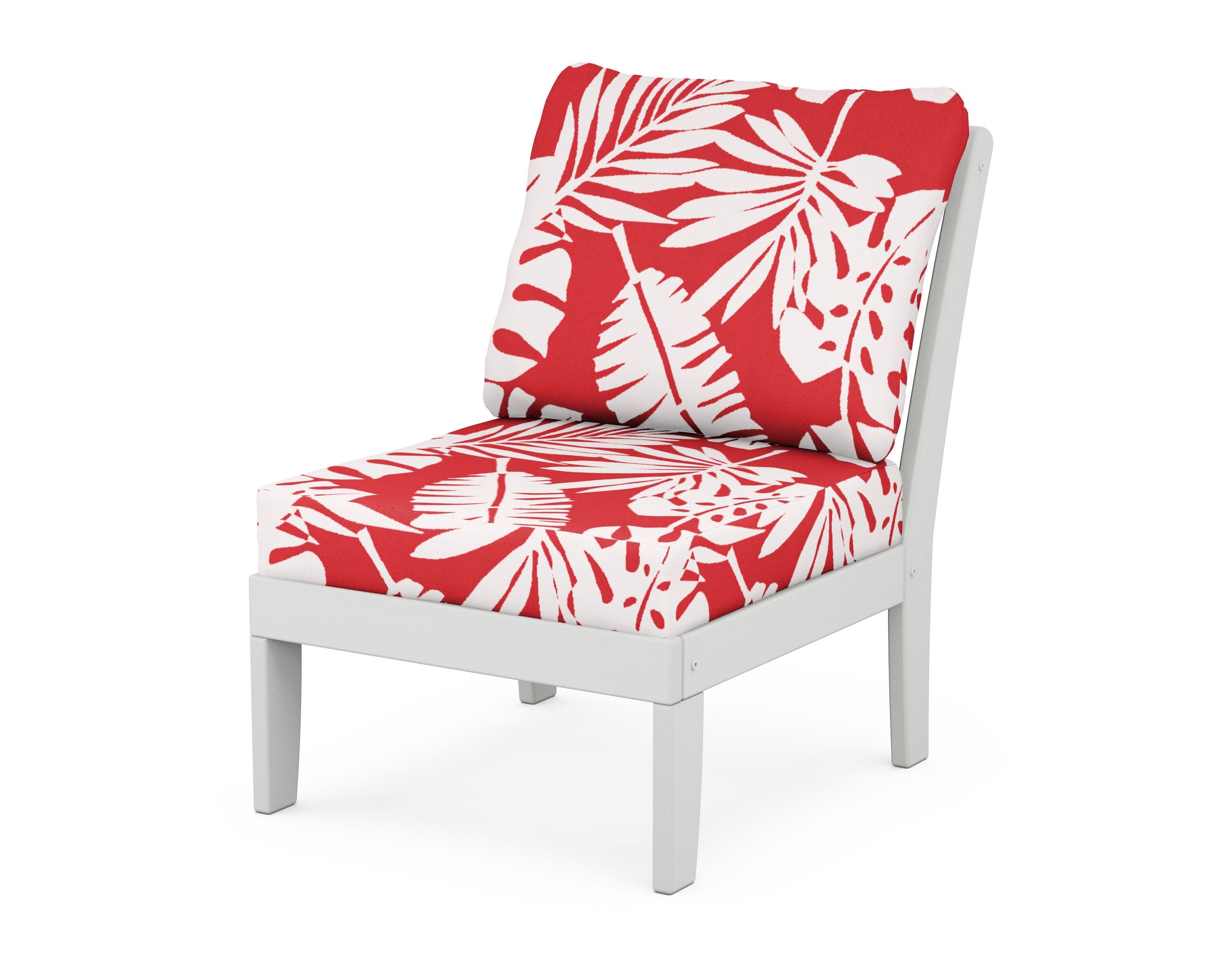 Yacht Club Modular Armless Chair in Classic White / Leaf Crimson