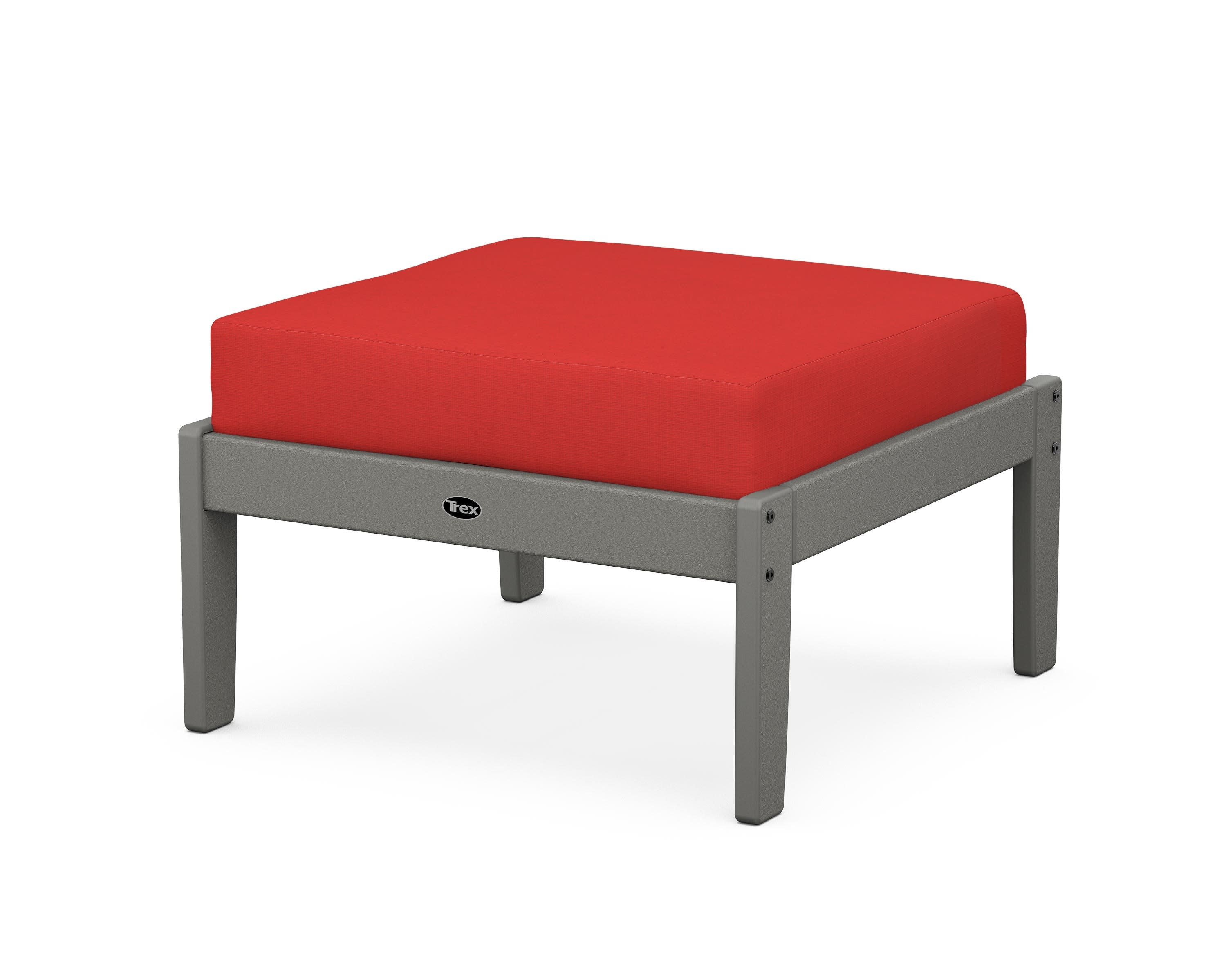 Yacht Club Deep Seating Ottoman in Stepping Stone / Crimson Linen