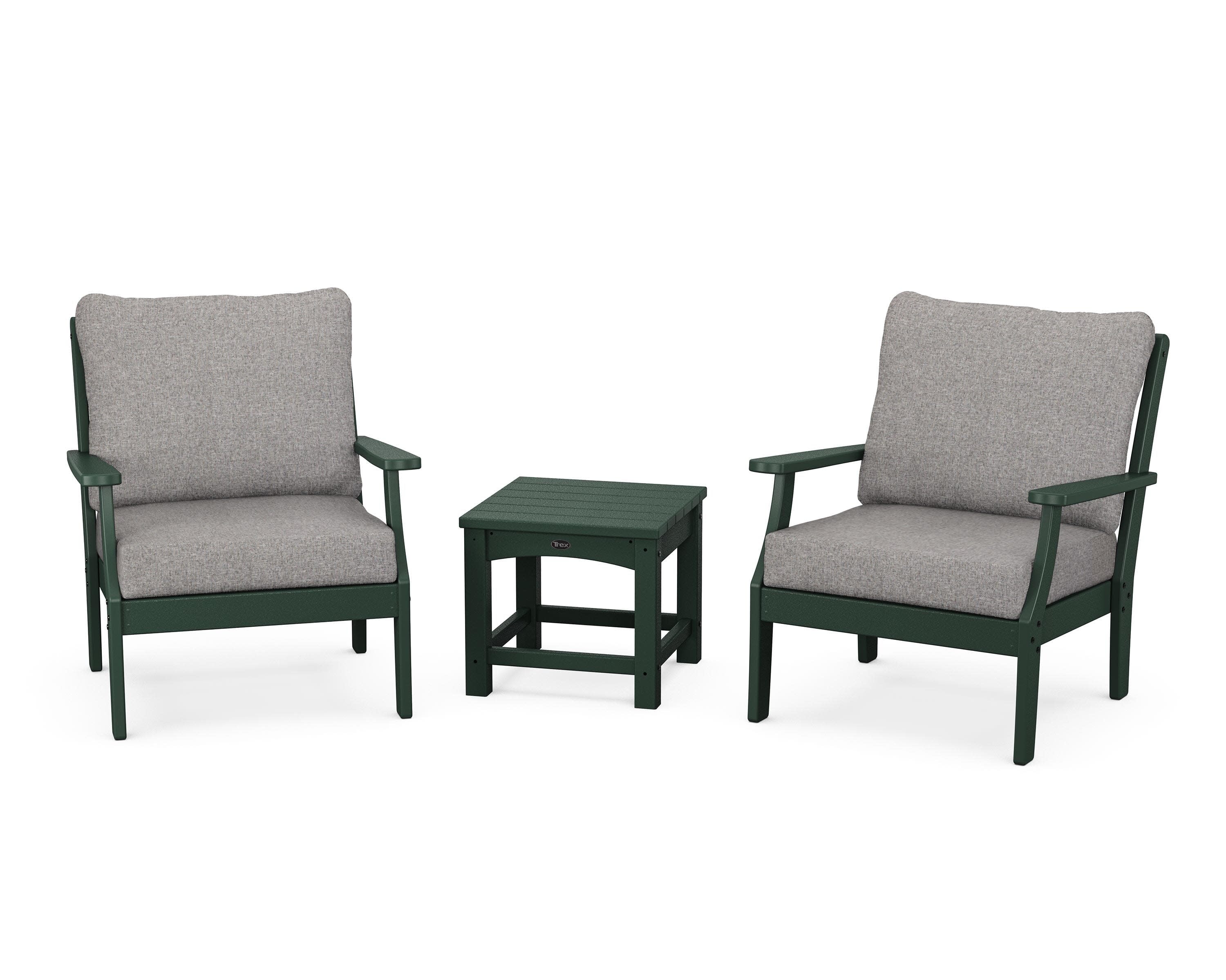 Yacht Club 3-Piece Deep Seating Set in Rainforest Canopy / Grey Mist