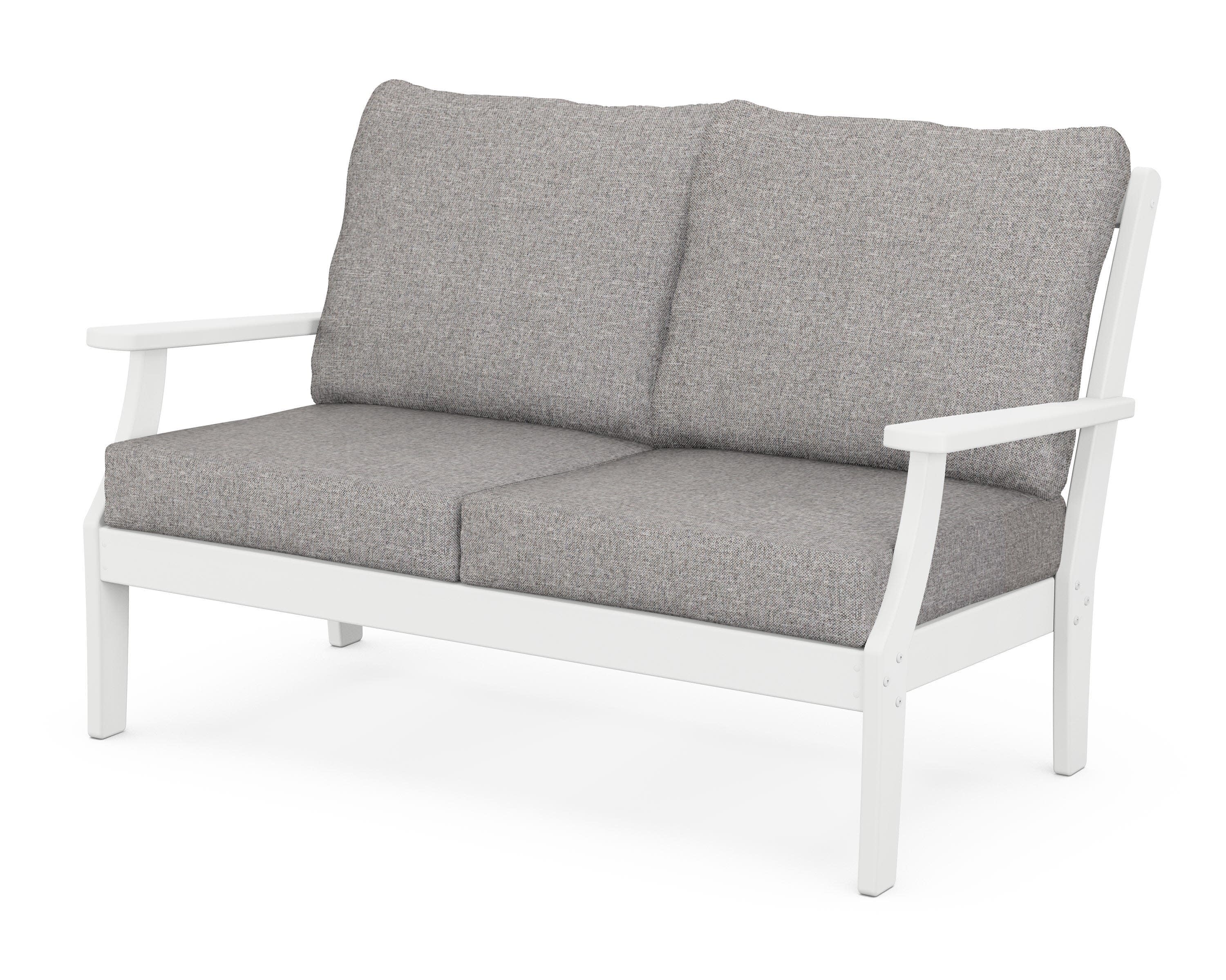 Yacht Club Deep Seating Loveseat in Classic White / Grey Mist
