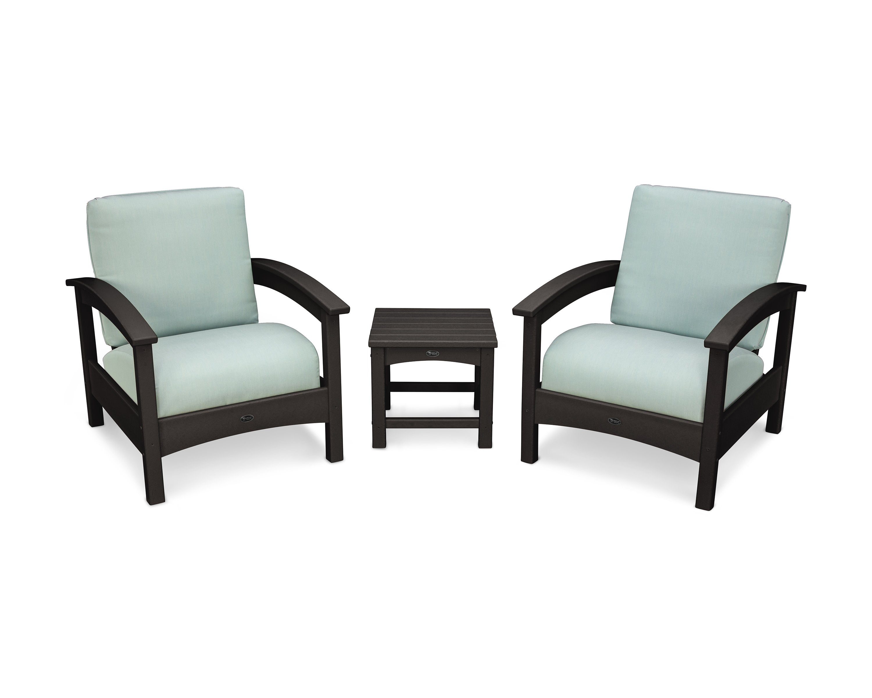 Rockport Club 3-Piece Deep Seating Conversation Set in Charcoal Black / Spa