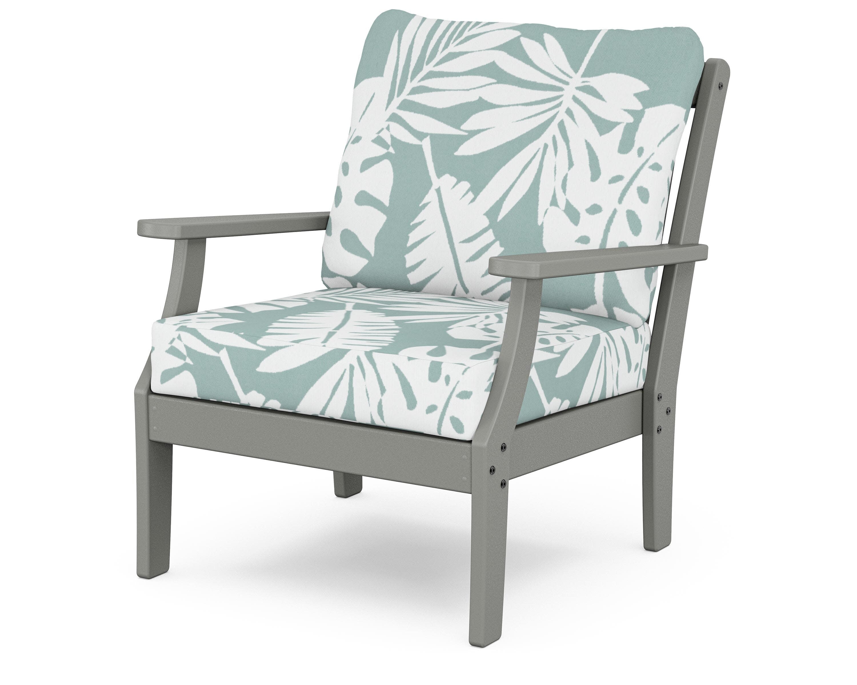 Yacht Club Deep Seating Chair in Stepping Stone / Leaf Glacier Spa