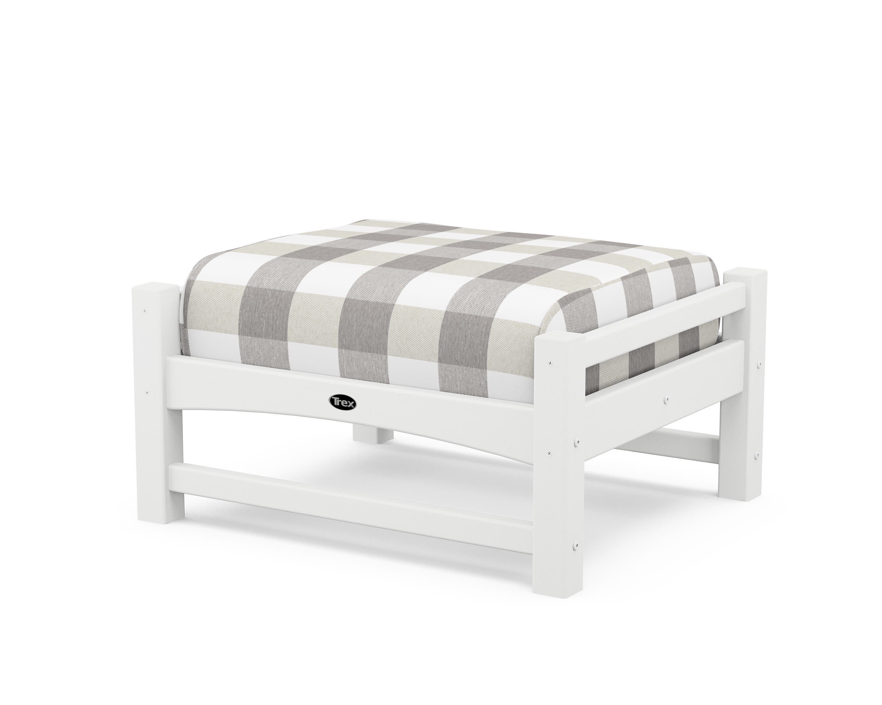 Rockport Club Ottoman in Classic White / Buffalo Plaid Grey Mist