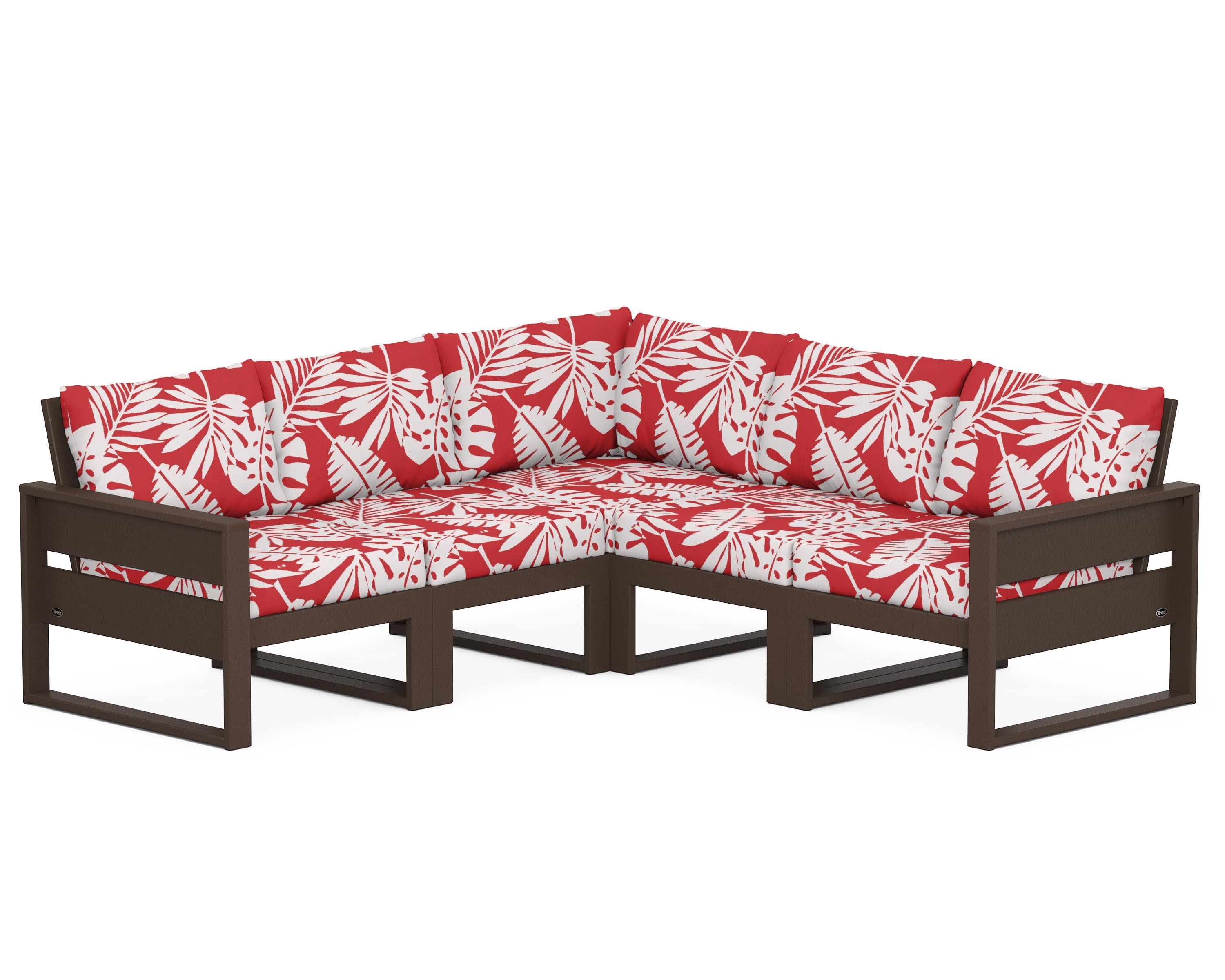 Eastport 5-Piece Sectional in Vintage Lantern / Leaf Crimson
