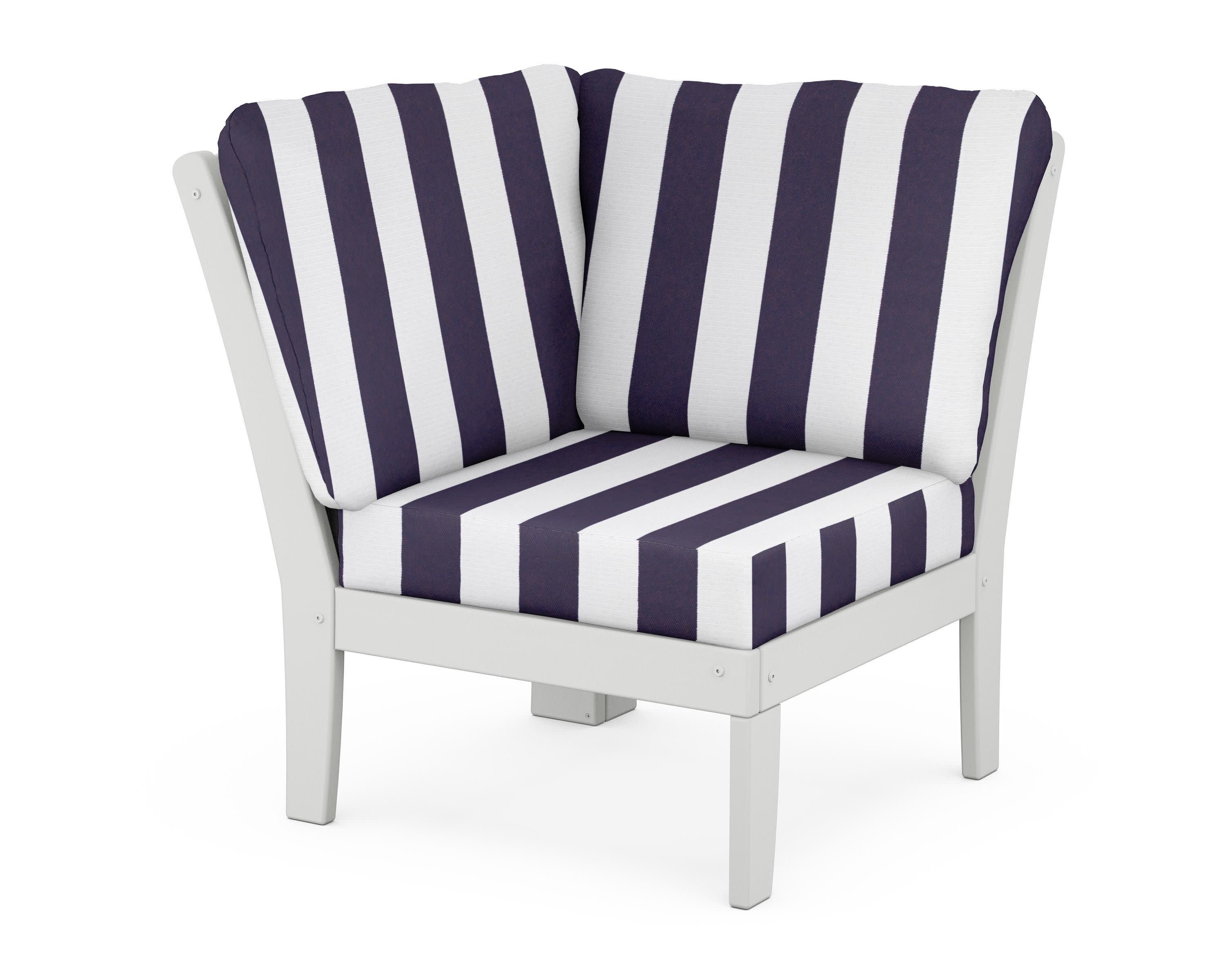 Yacht Club Modular Corner Chair in Classic White / Cabana Stripe Navy