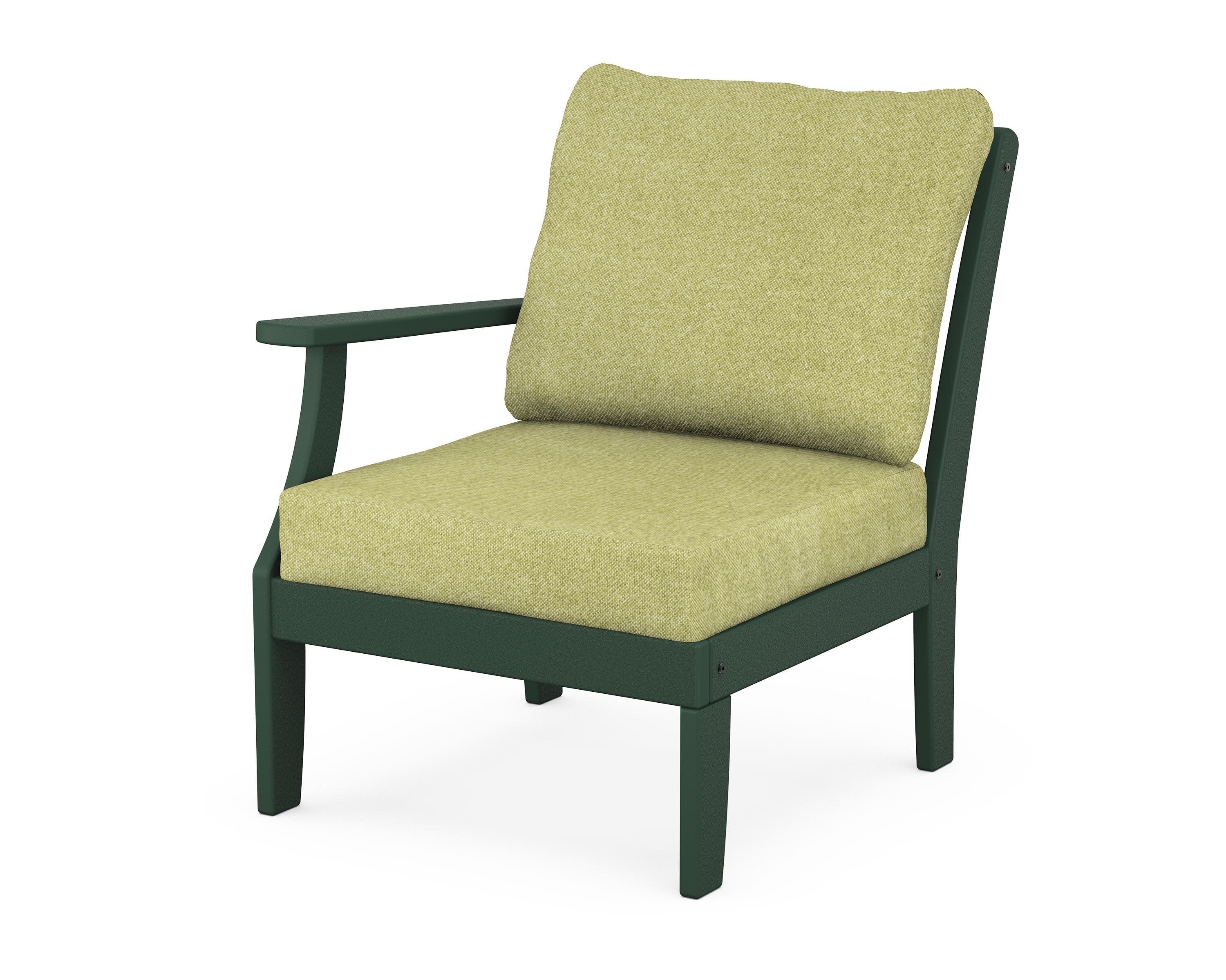 Yacht Club Modular Left Arm Chair in Rainforest Canopy / Chartreuse Boucle
