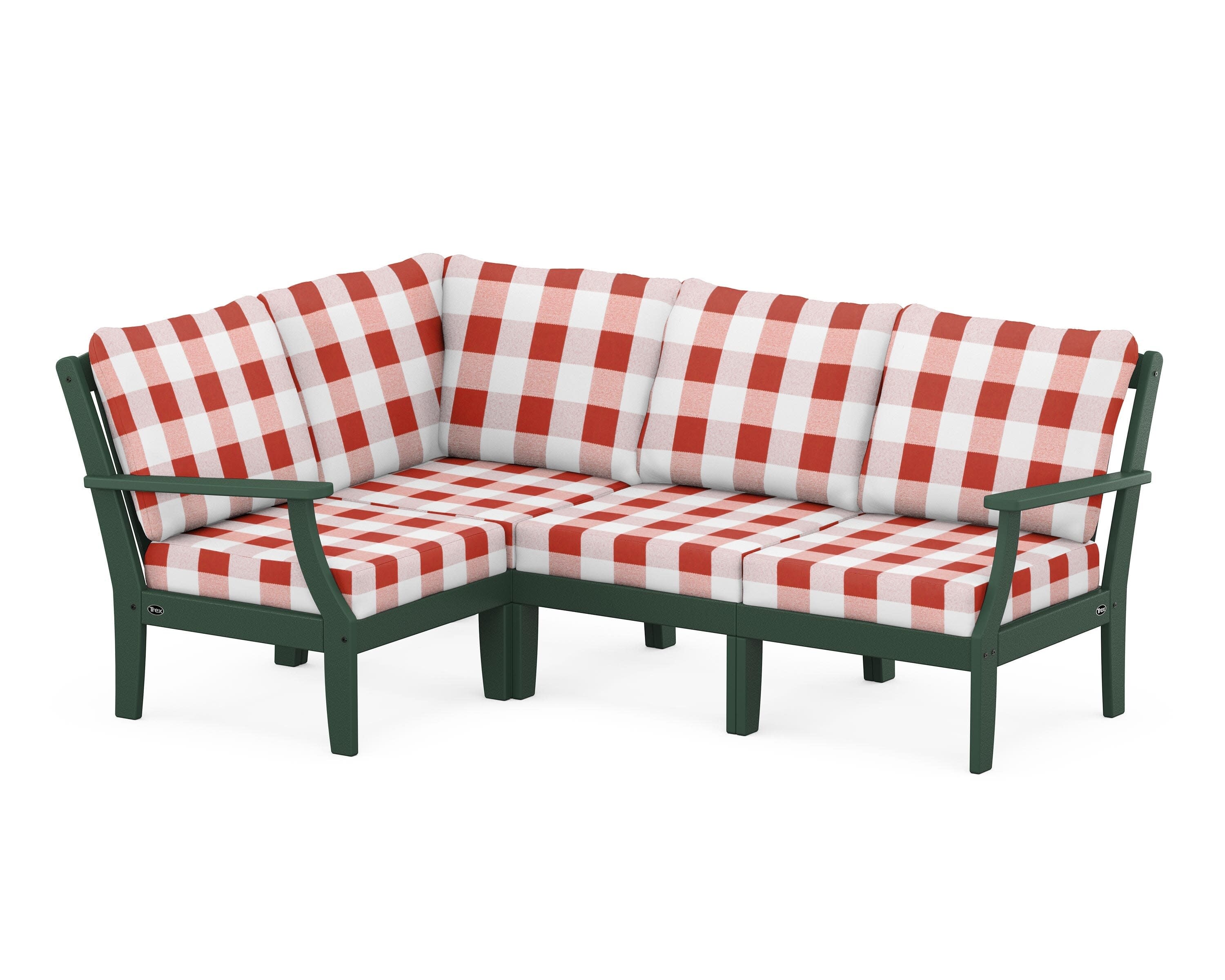 Yacht Club Modular 4-Piece Deep Seating Set in Rainforest Canopy / Buffalo Plaid Crimson