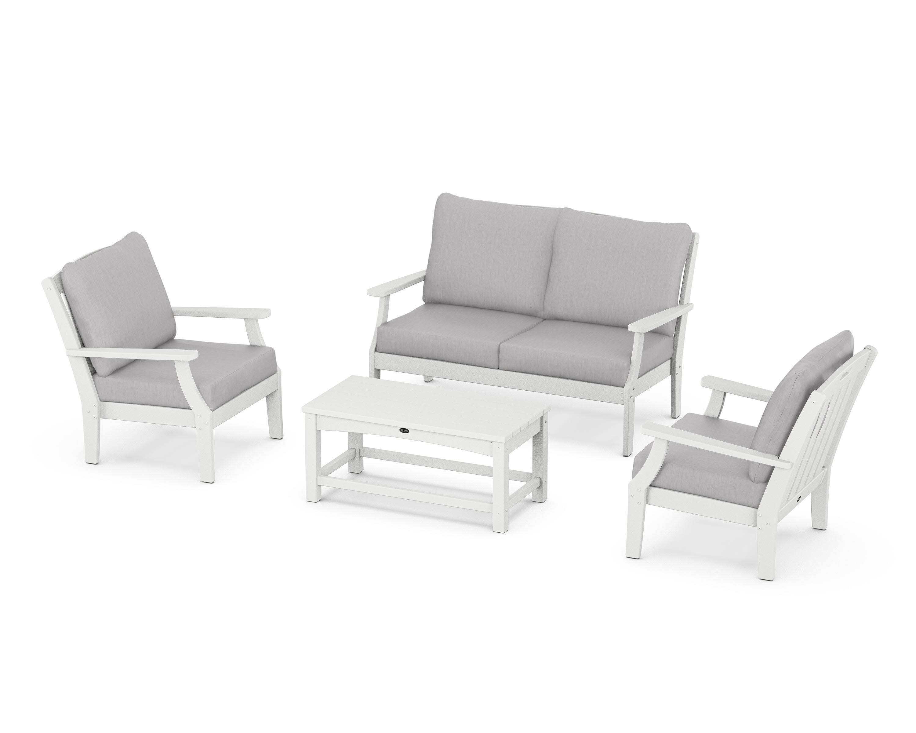 Yacht Club 4-Piece Deep Seating Chair Set in Classic White / Granite