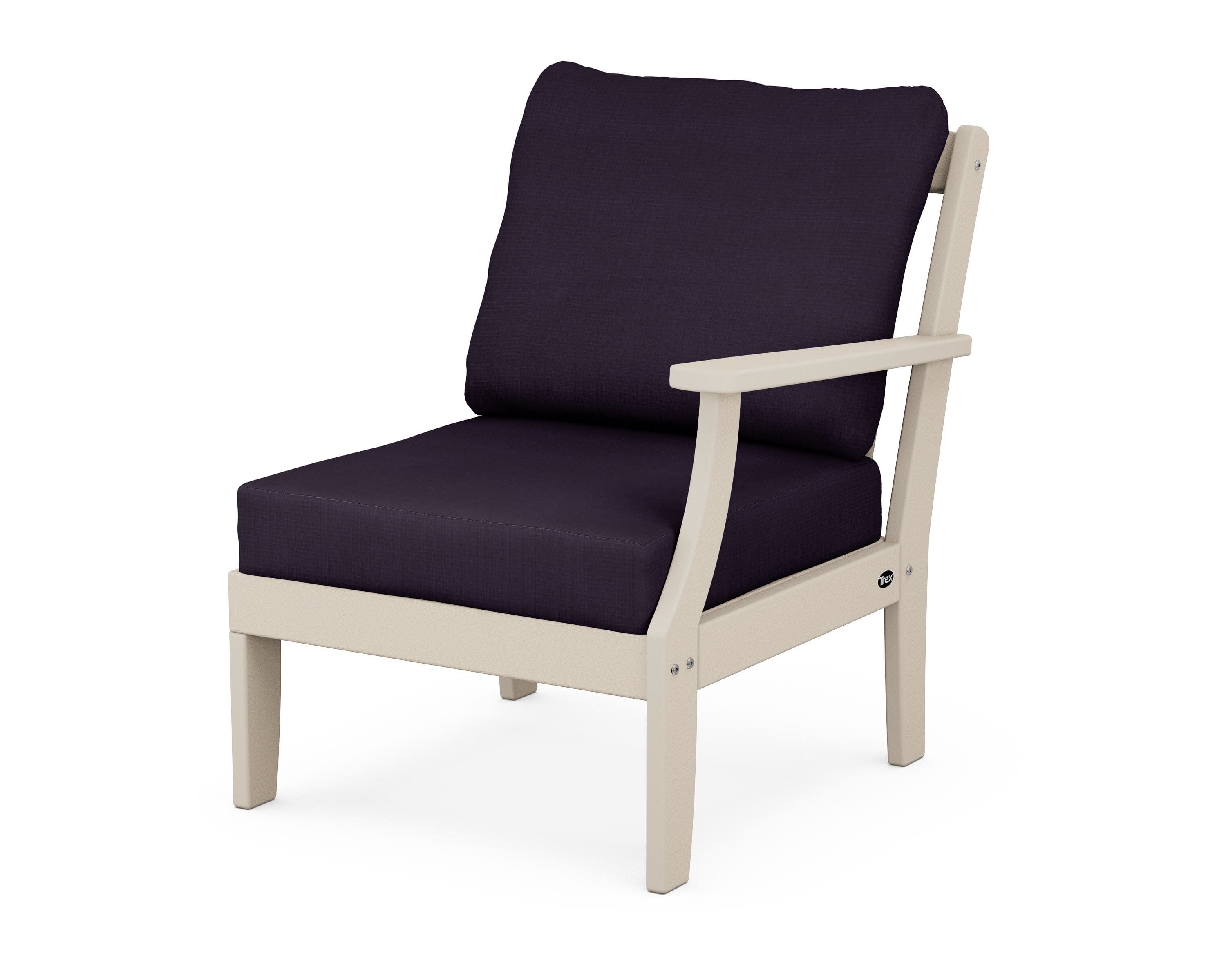 Yacht Club Modular Right Arm Chair in Sand Castle / Navy Linen