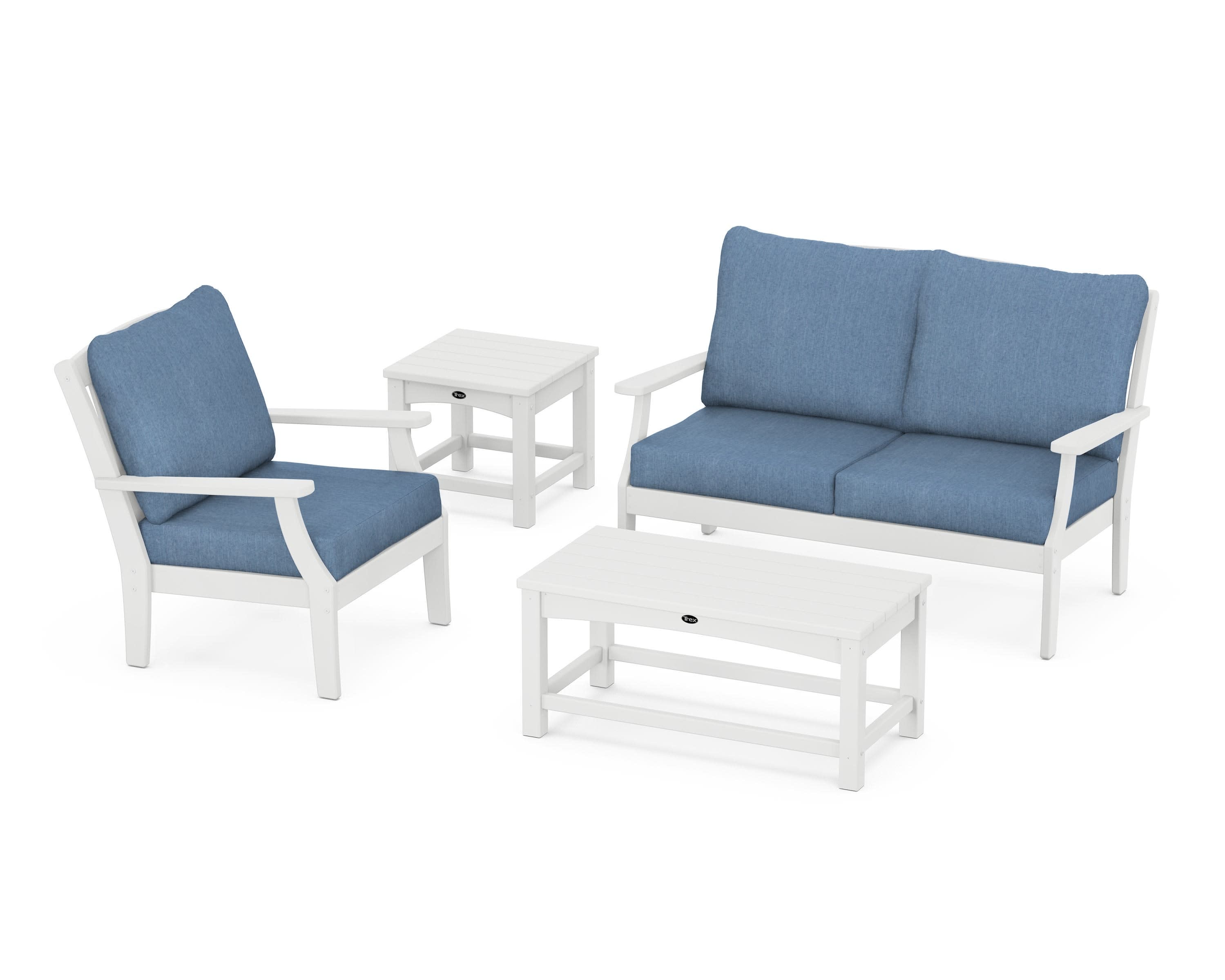 Yacht Club 4-Piece Deep Seating Set in Classic White / Sky Blue