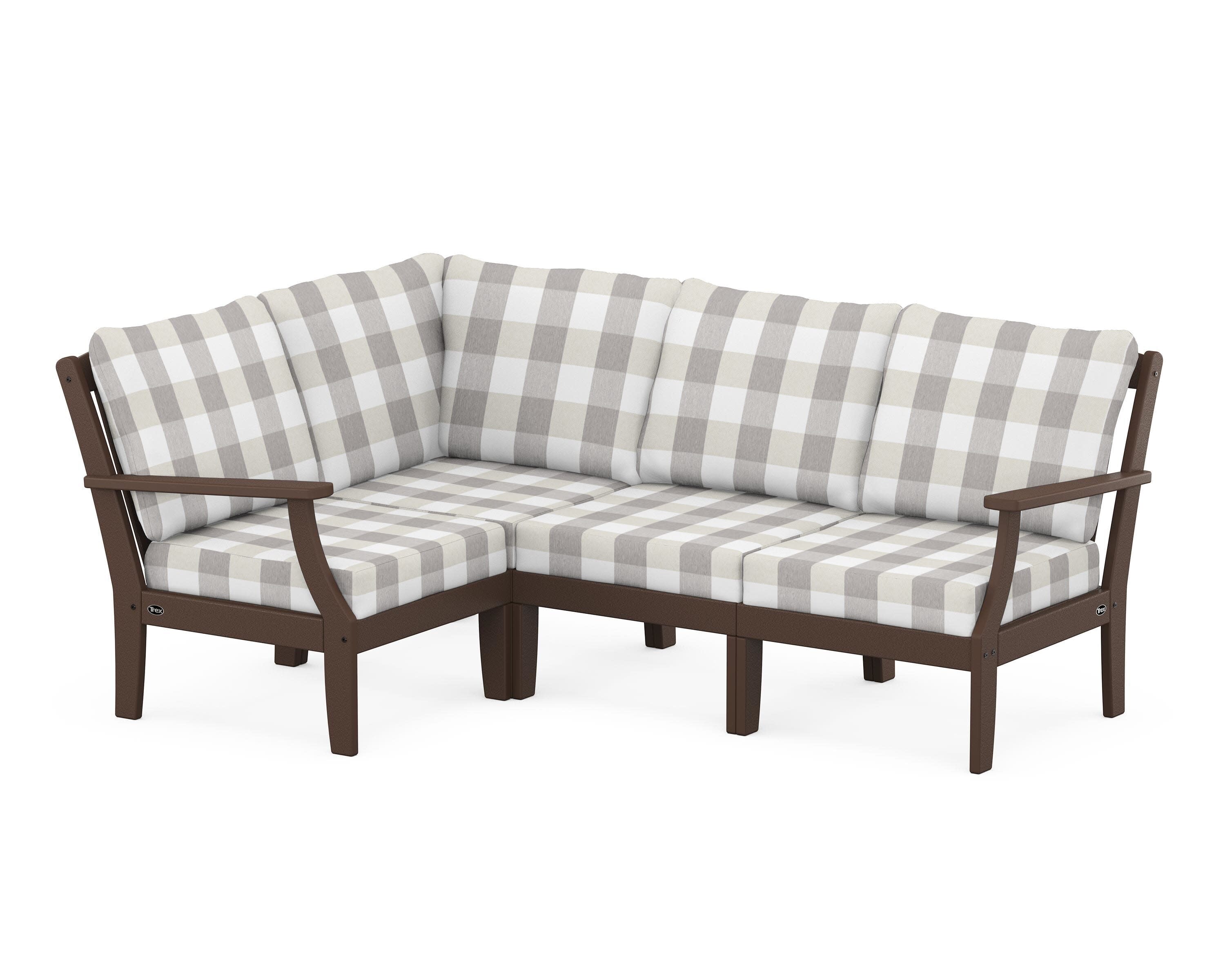 Yacht Club Modular 4-Piece Deep Seating Set in Vintage Lantern / Buffalo Plaid Grey Mist