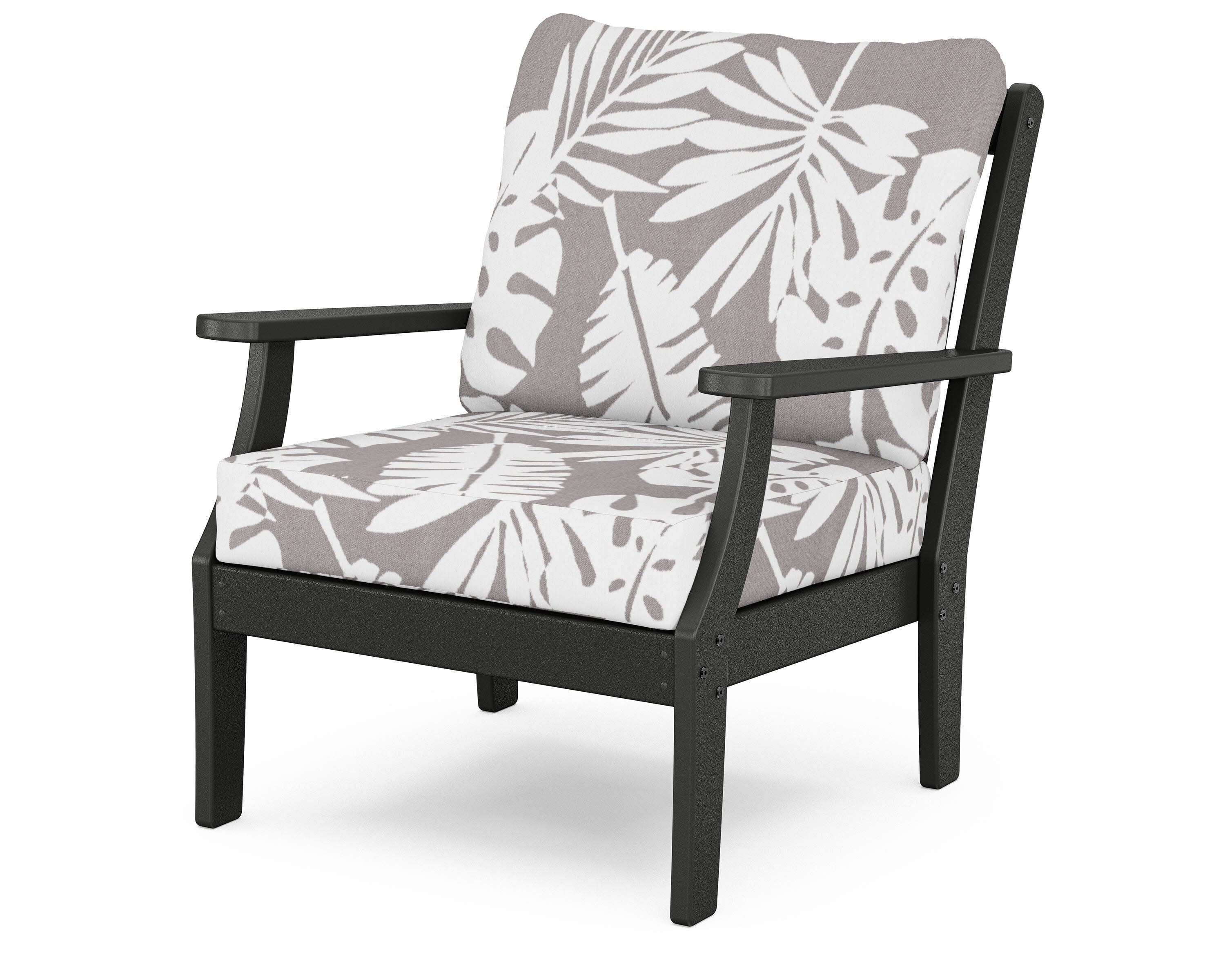 Yacht Club Deep Seating Chair in Charcoal Black / Leaf Grey Mist