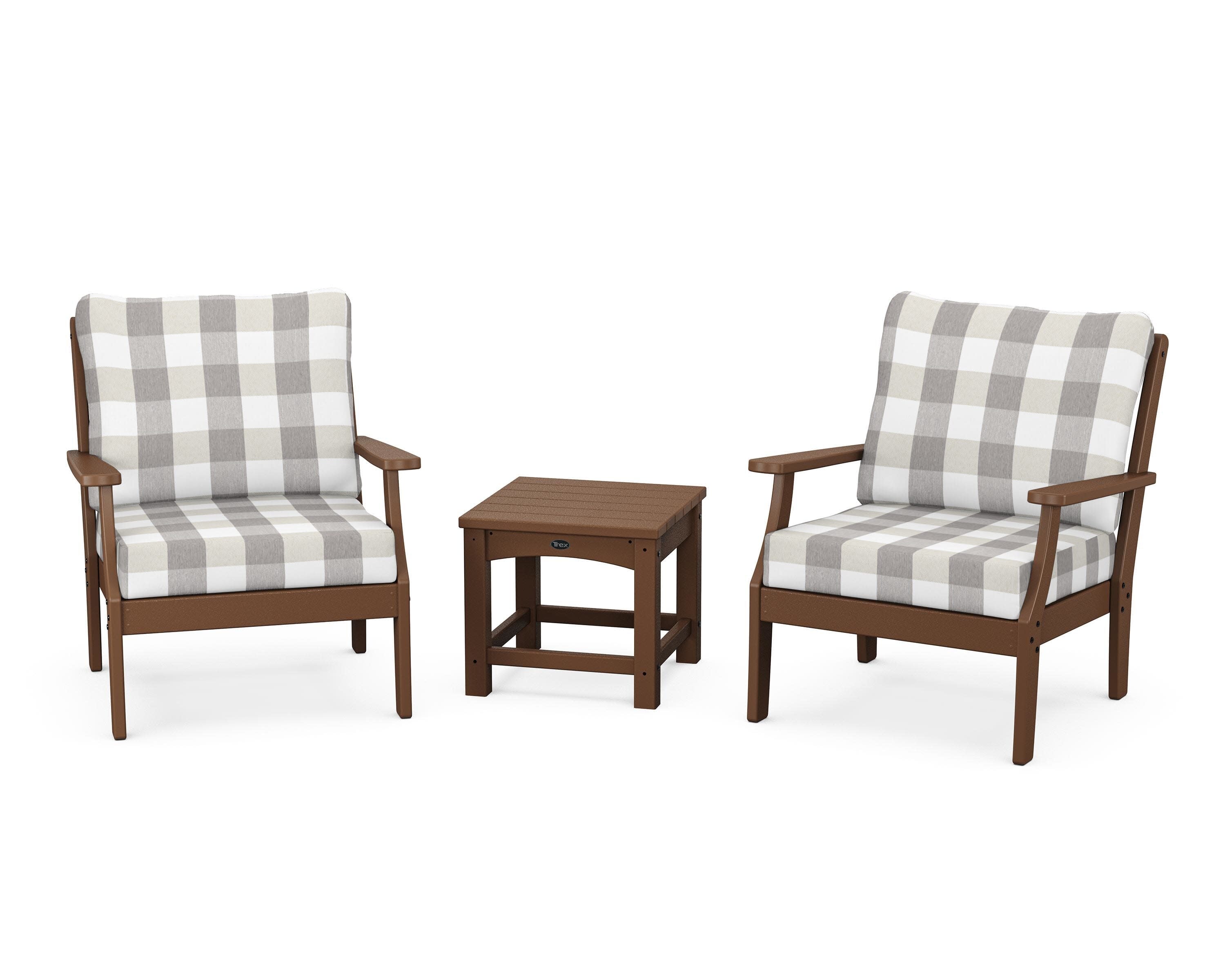 Yacht Club 3-Piece Deep Seating Set in Tree House / Buffalo Plaid Grey Mist