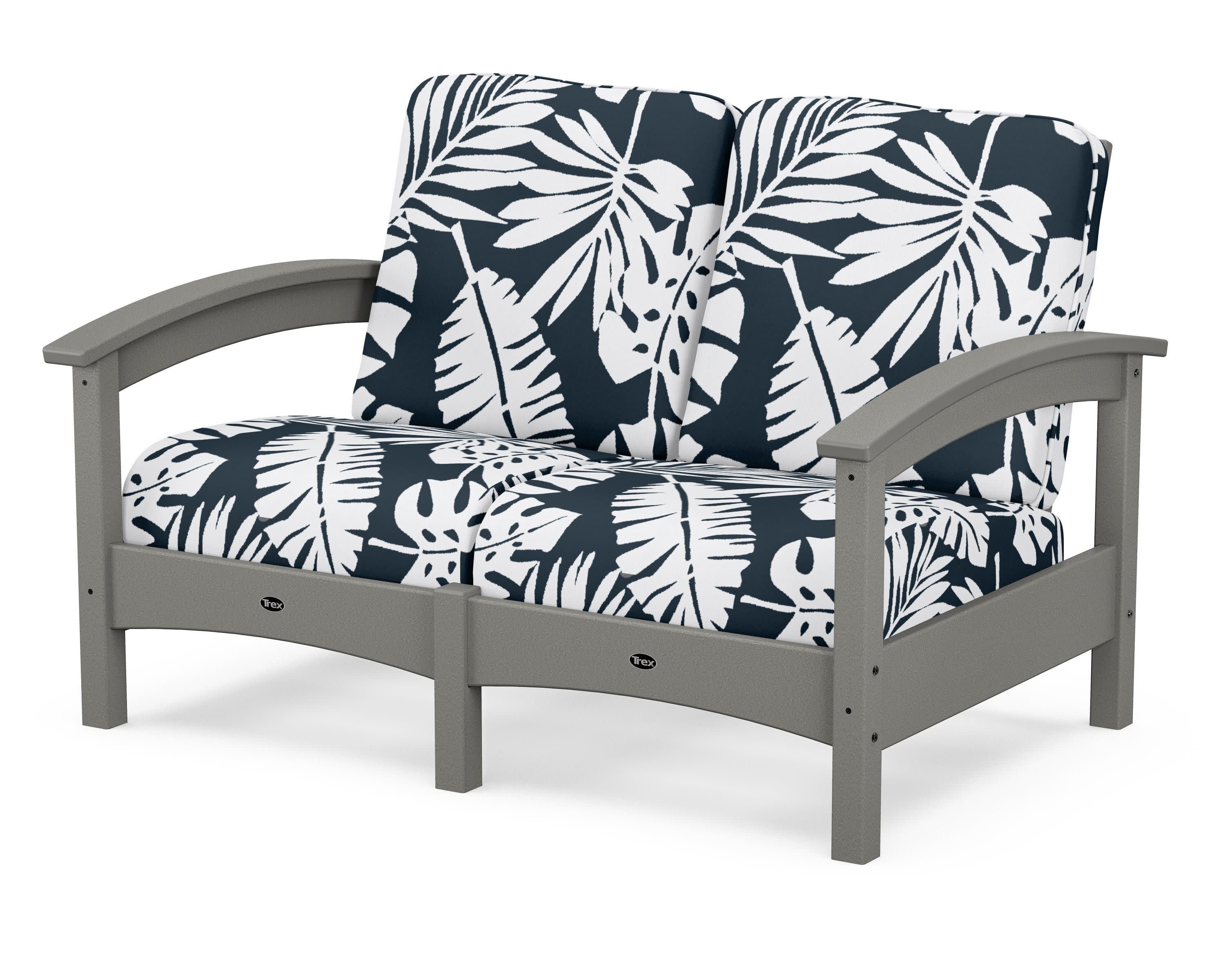 Rockport Club Loveseat in Stepping Stone / Leaf Marine Indigo