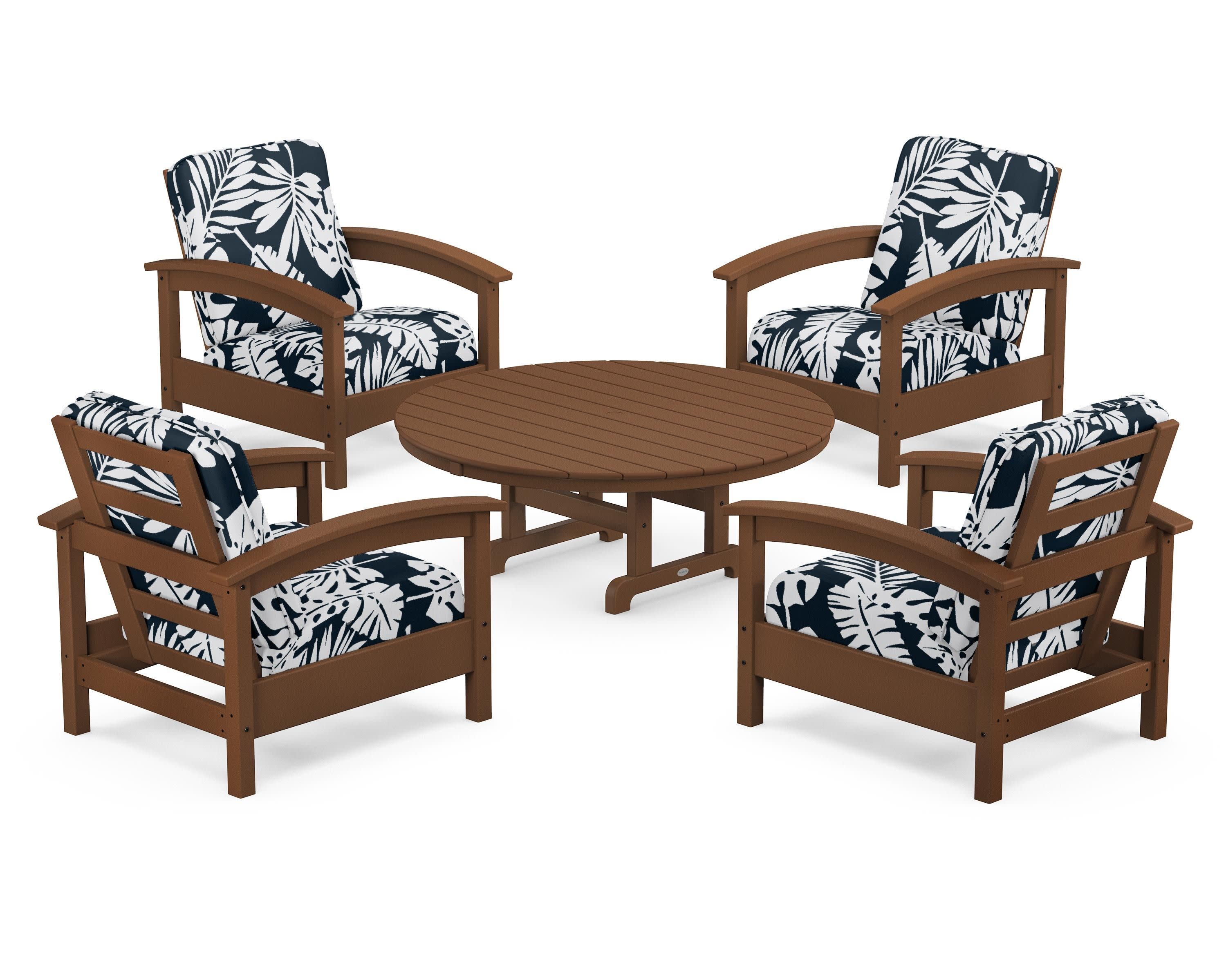 Rockport 5-Piece Deep Seating Set in Tree House / Leaf Marine Indigo