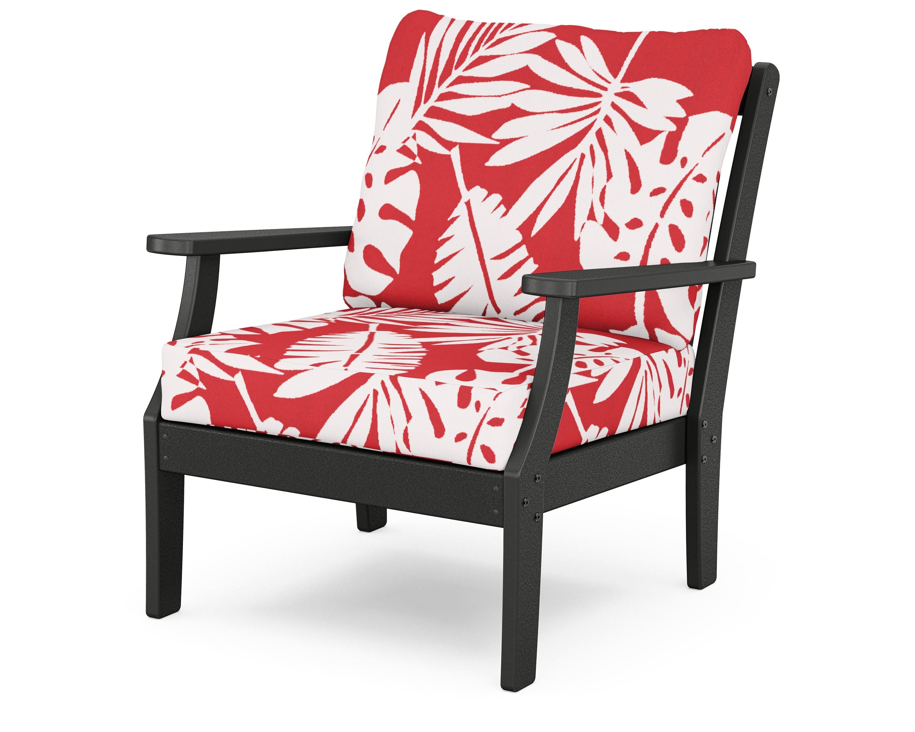 Yacht Club Deep Seating Chair in Charcoal Black / Leaf Crimson